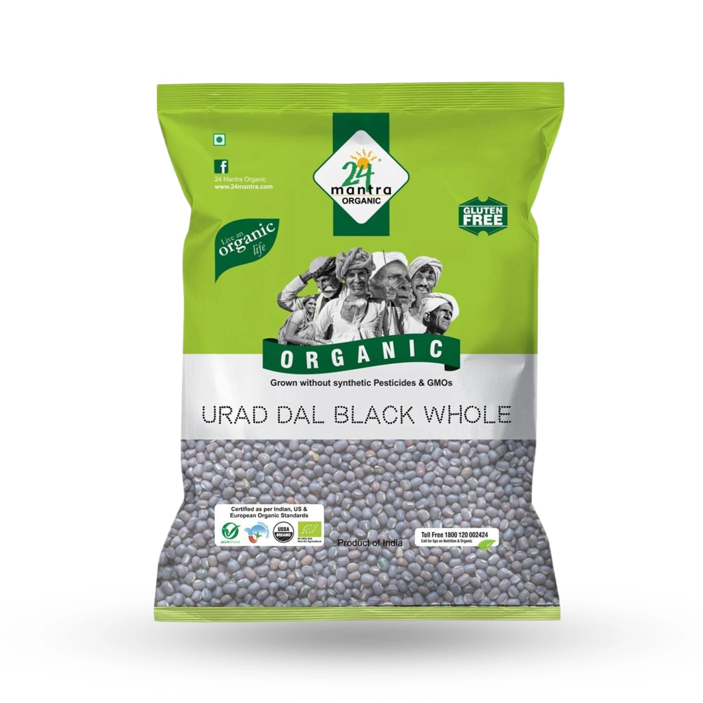 24M Organic Urad Dal Black Whole 2 Lb