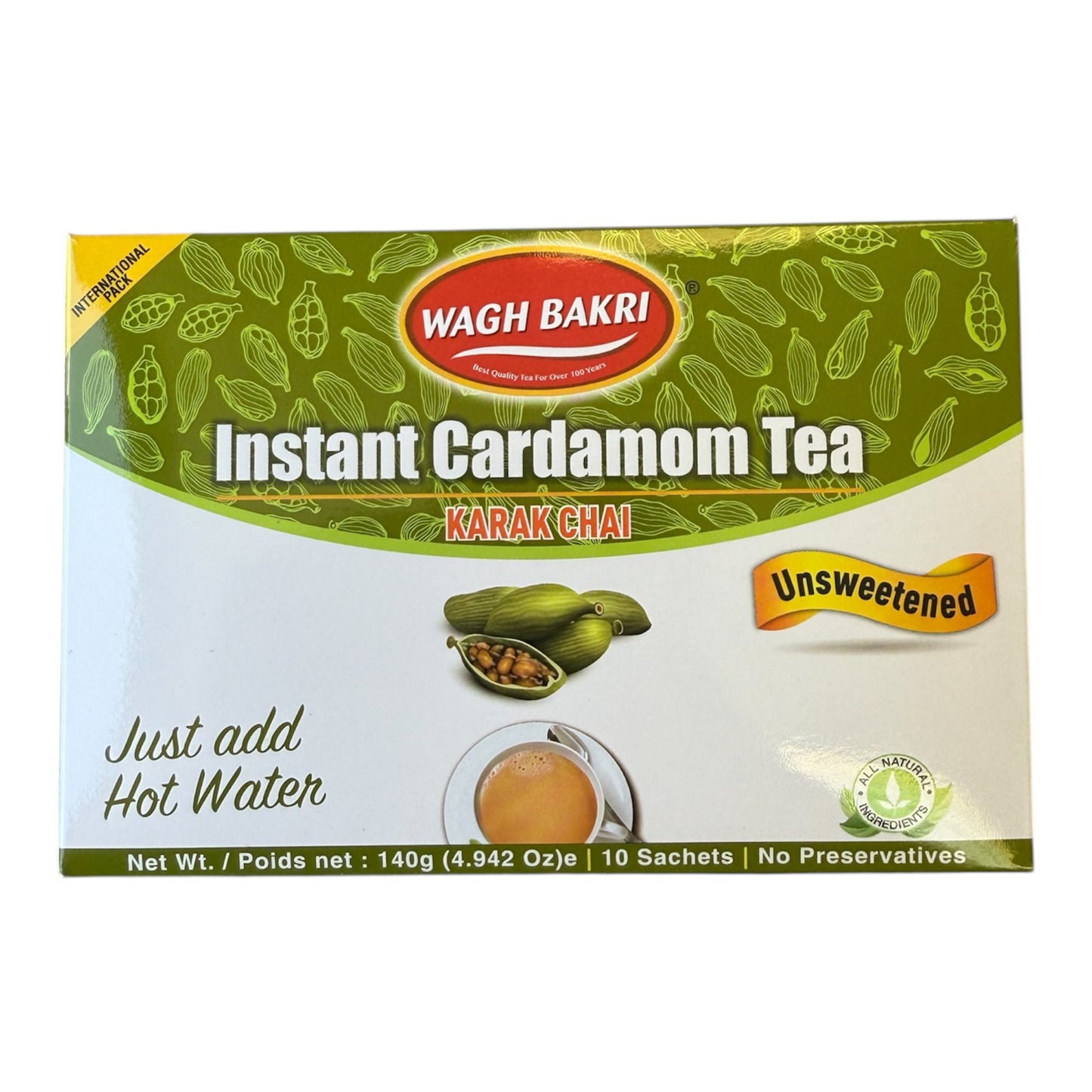 Wagh Bakri Instant Cardamom Tea (Unsweetened) 140 Gm