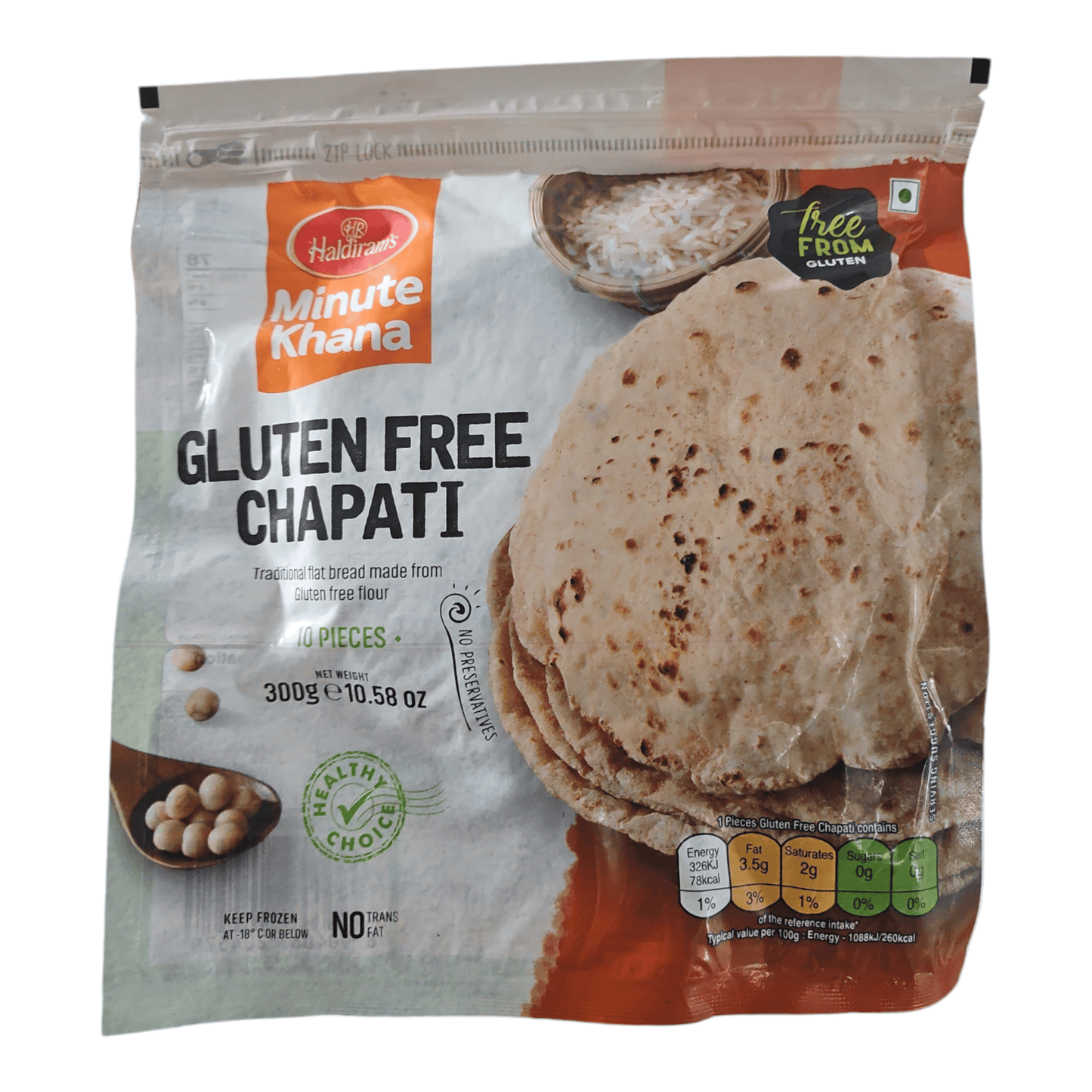 Haldiram Frozen Gluten Free Chapathi (Pack of 10)