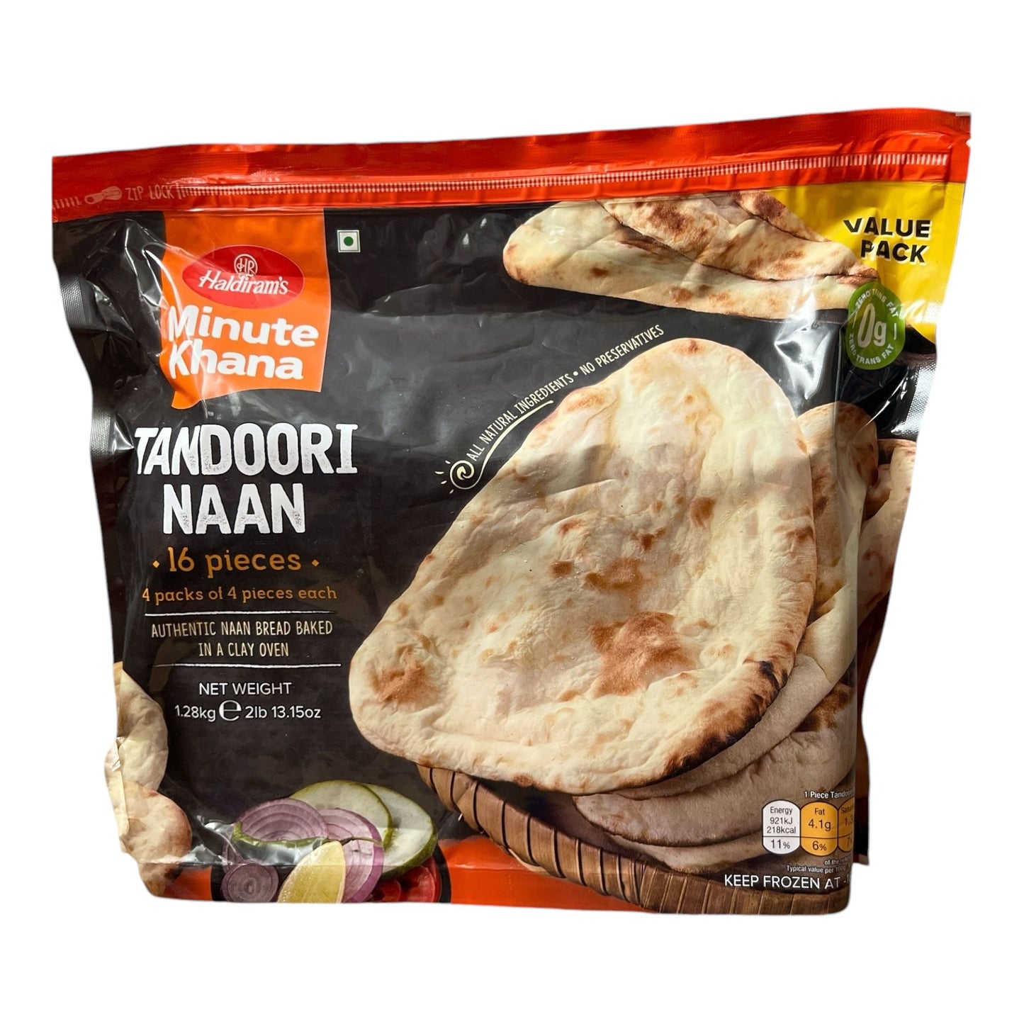 Haldiram Frozen Tandoori Naan 1.2 KG (Pack of 16)