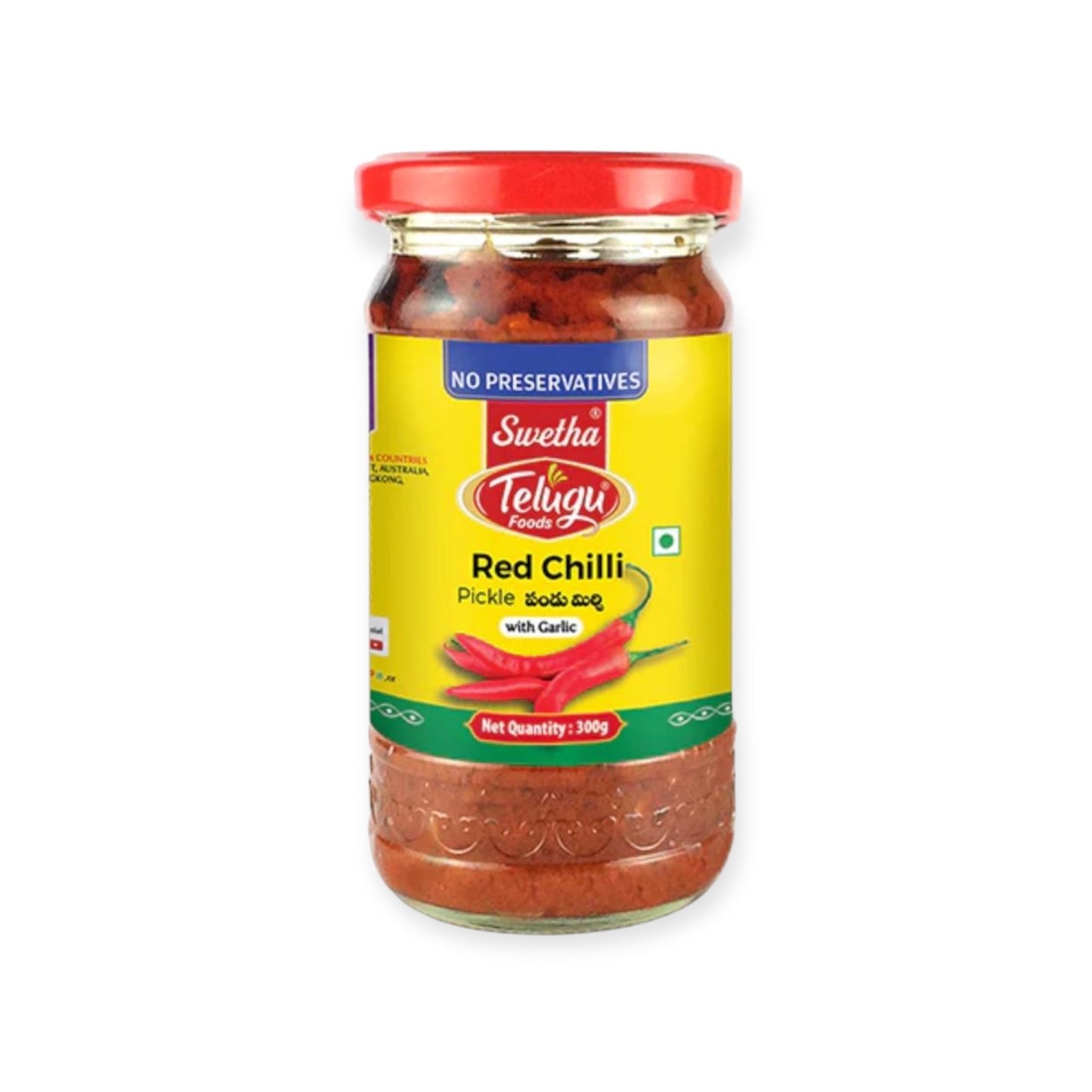 Telugu Foods Red Chilli Pickle (with Garlic) 300 Gm
