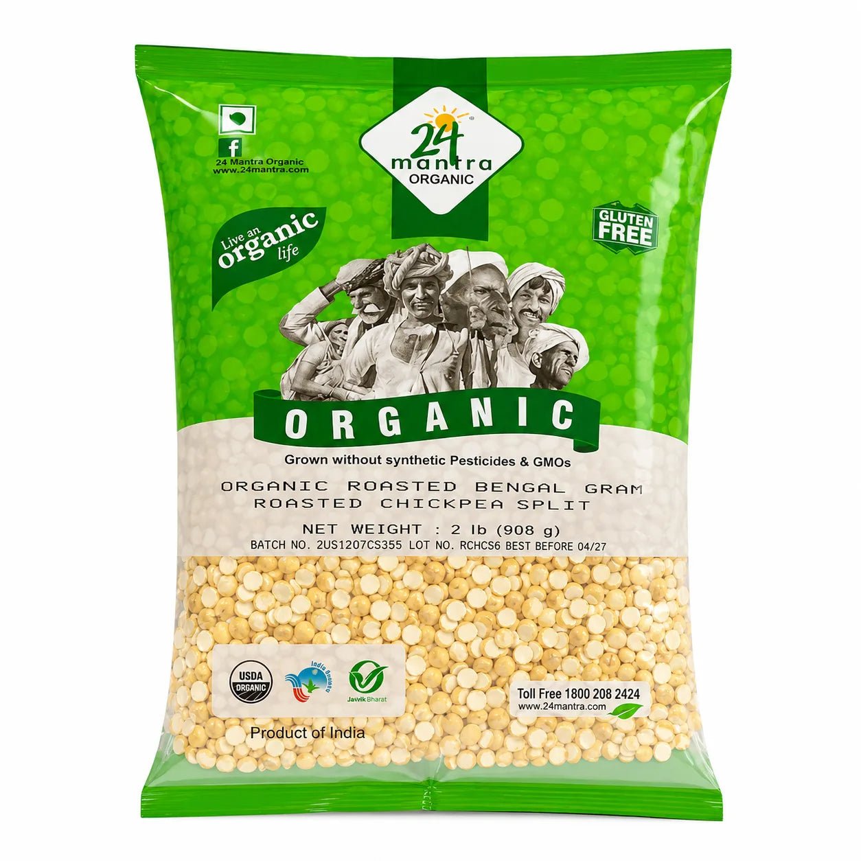 24 Organic Roasted Chana 2 LB