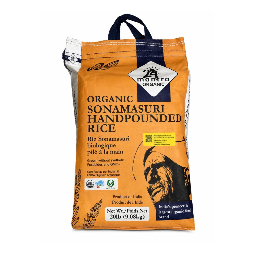 24M Organic Hand Pounded Sona Masoori Rice 20 LB