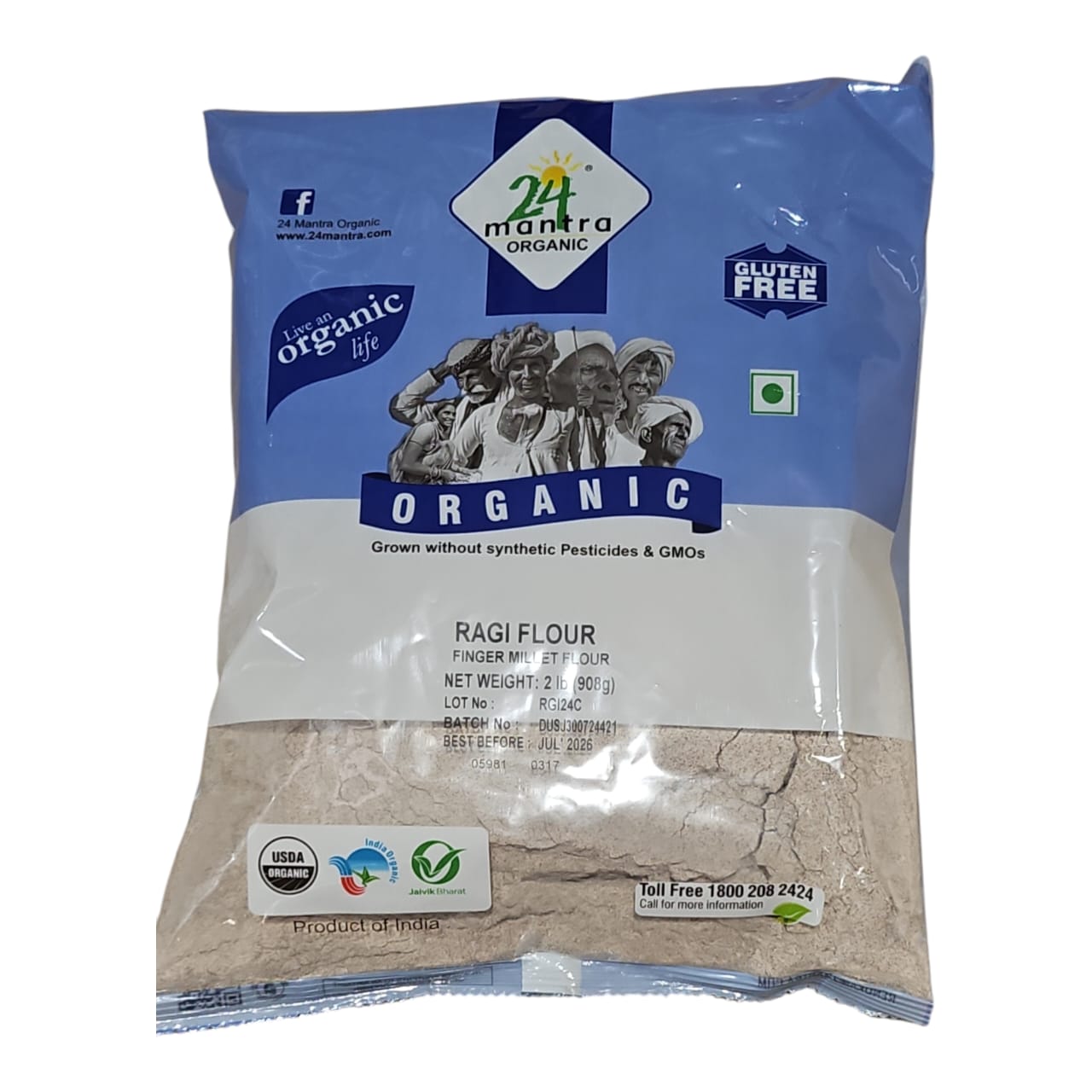 24M Organic Ragi Flour 2 Lb