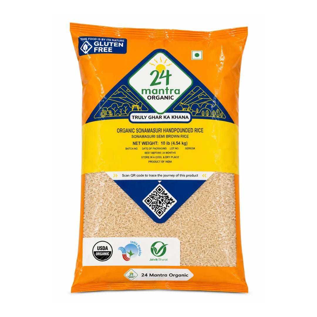 24M Organic Sona Masuri Hand Pounded Rice 10 Lb
