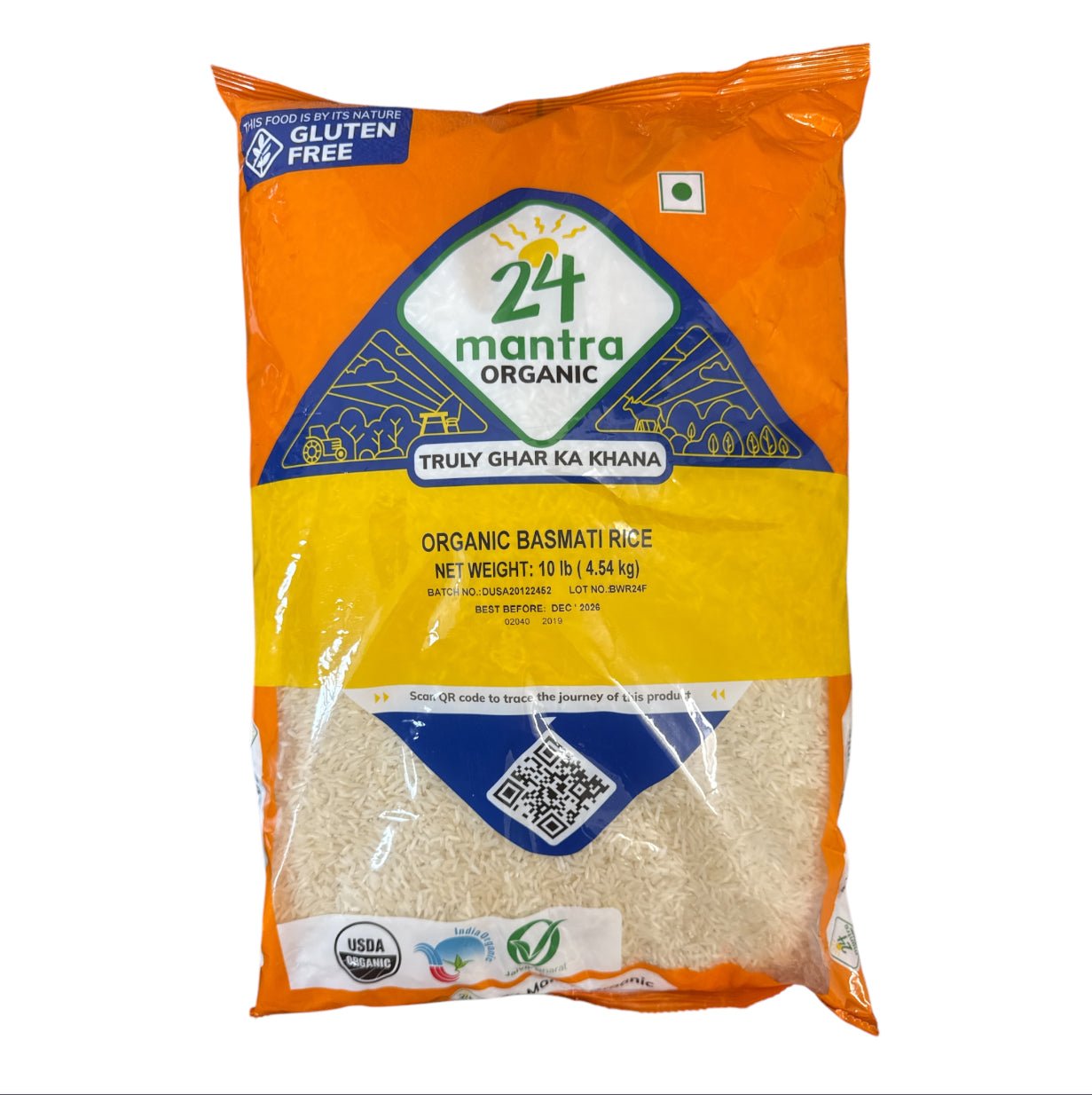 24M Organic White Basmati Rice 10 LB