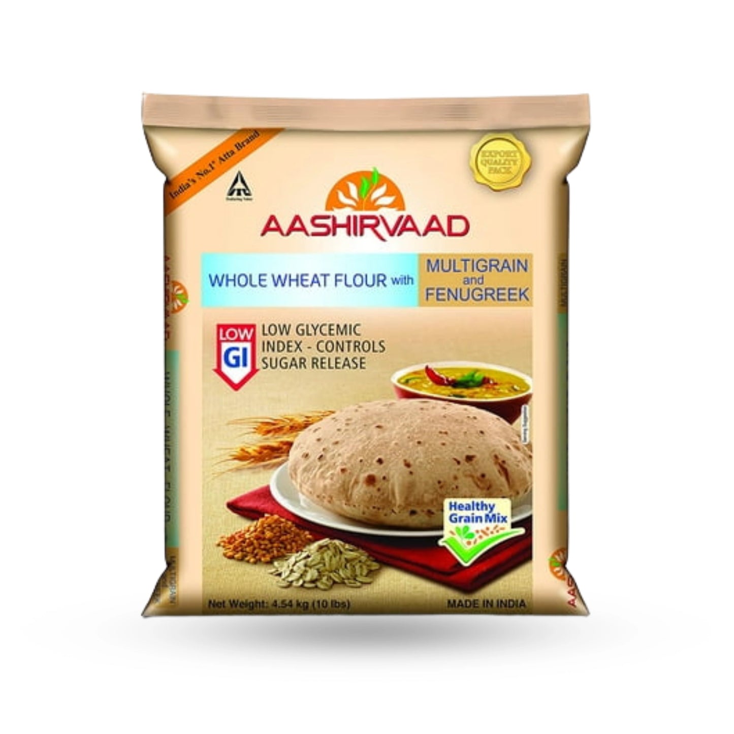 Aashirvaad Whole Wheat Flour Multigrain and Fenugreek (Low GI) 10 Lb