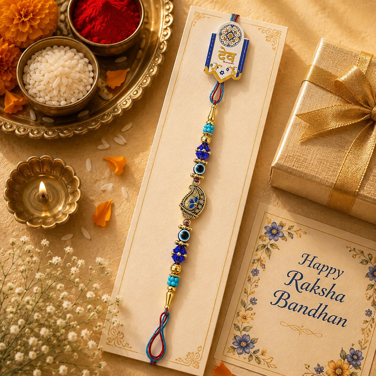 Blue Peacock Rakhi 1 Pc