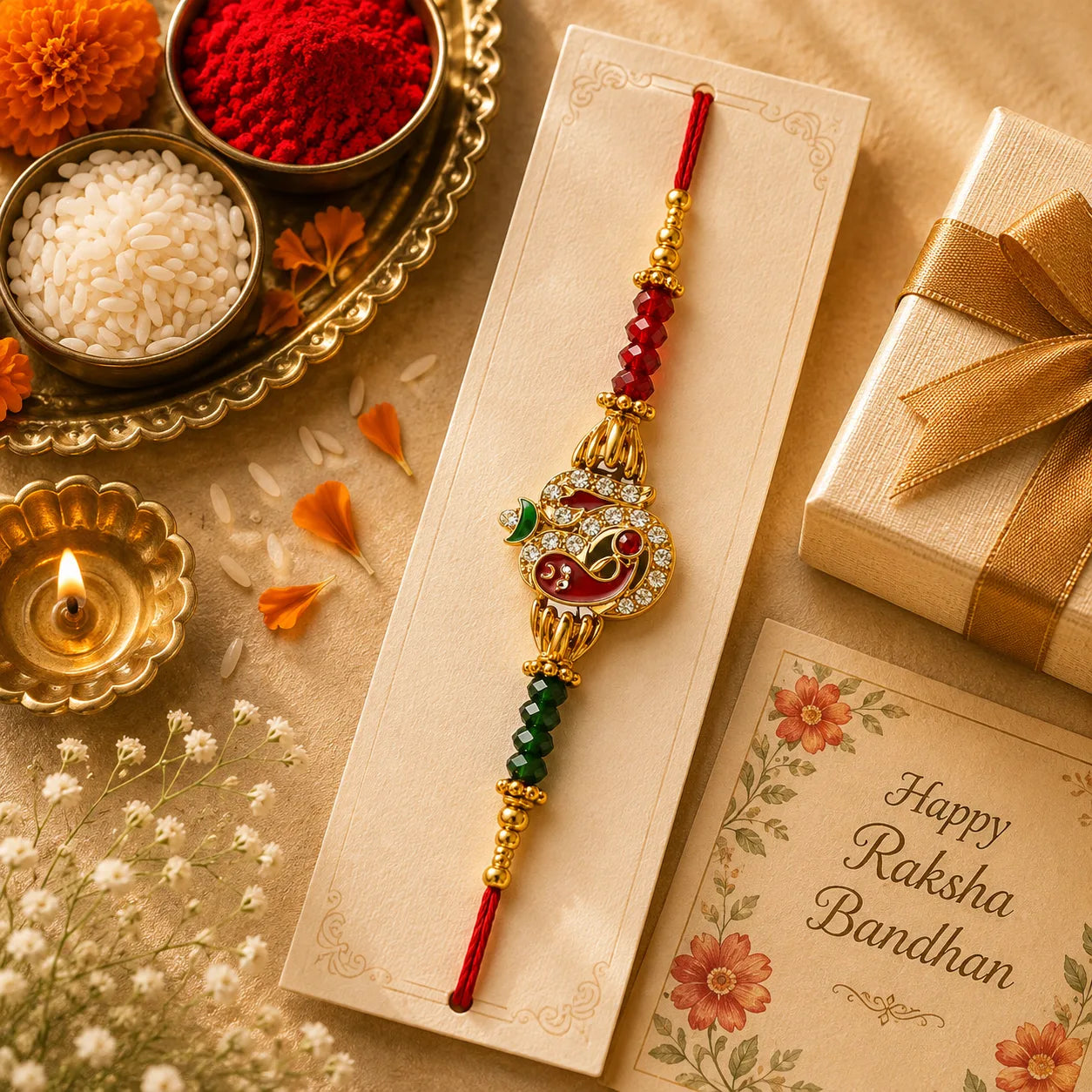 Ganesha With Ohm Rakhi 1 Pc