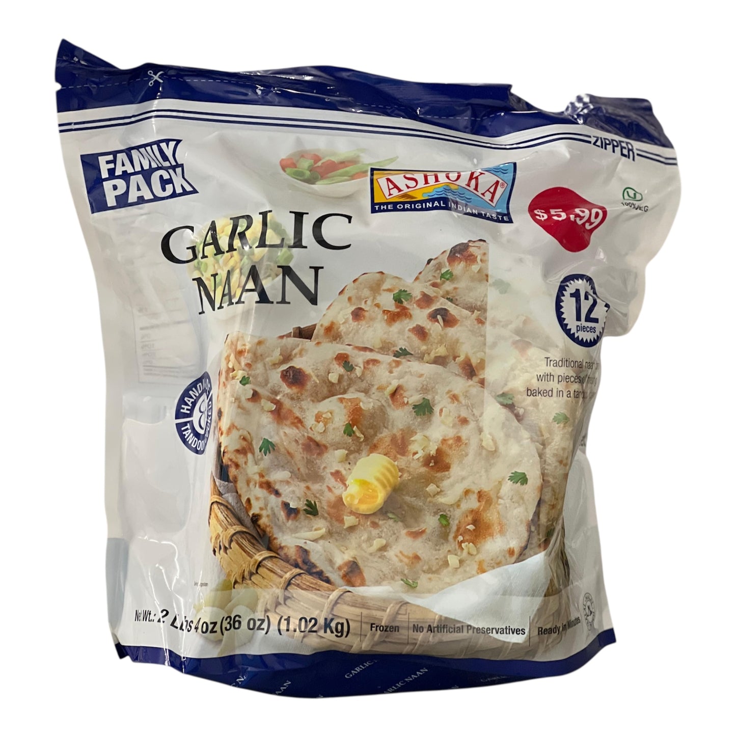 Ashoka Punjabi Garlic Naan 8x15 Ct