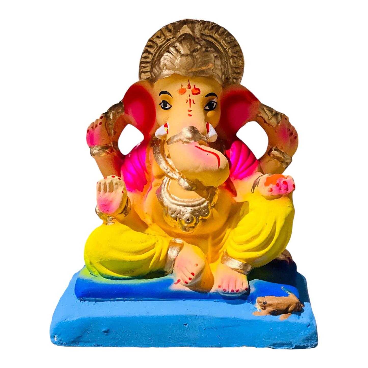 Ganesh 6" (yellow dothi, blue base)