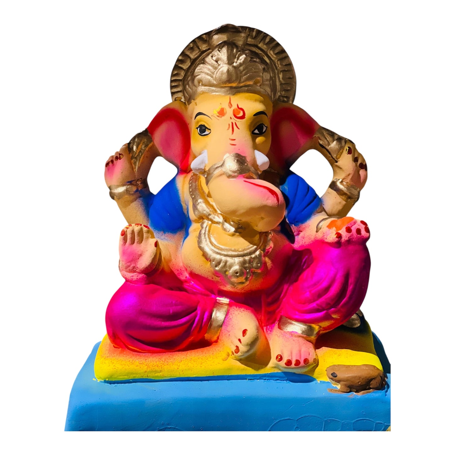 Ganesh 6" (pink dothi, blue base)