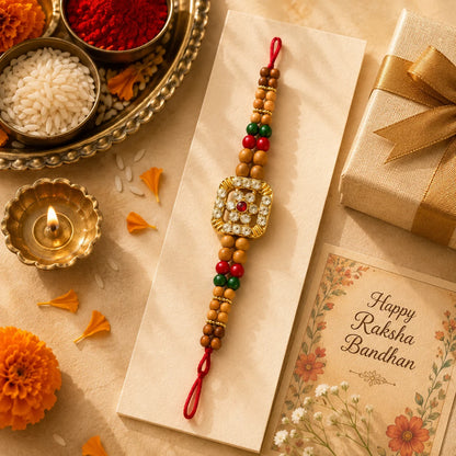 Royal Square Stone Rakhi 1 Pc