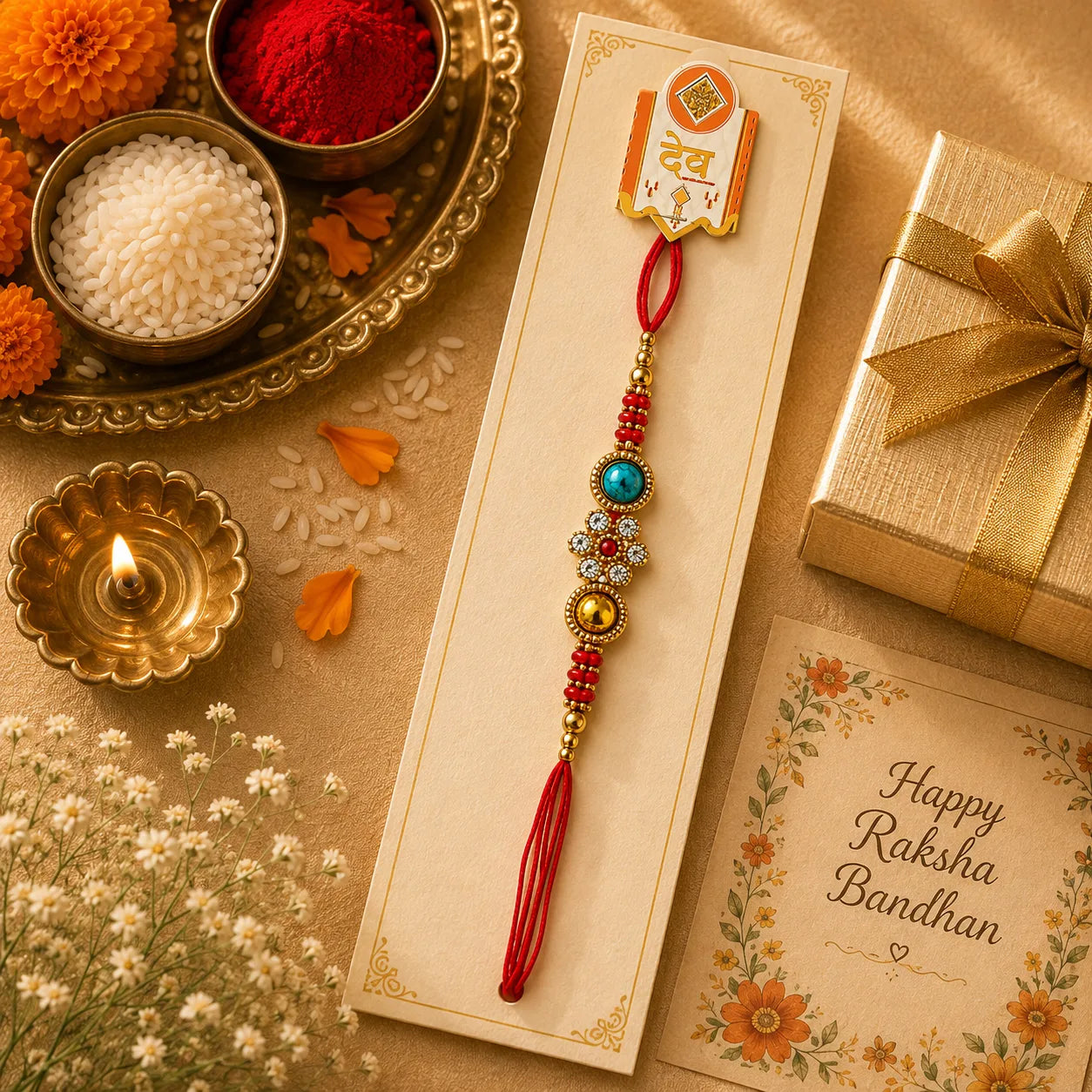 Traditional Multicolor Beaded Rakhi 1 Pc