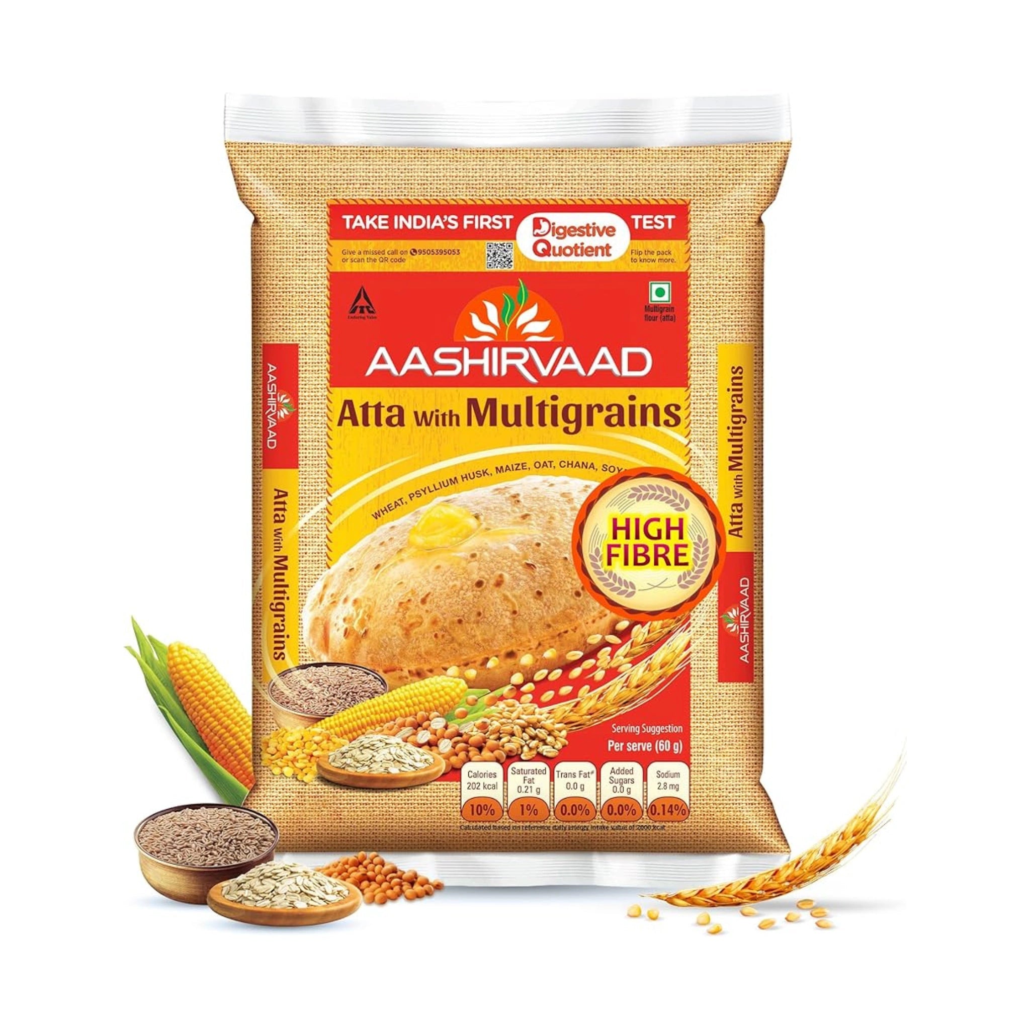 Aashirvaad Whole Wheat Multigrain Flour 10 Lb