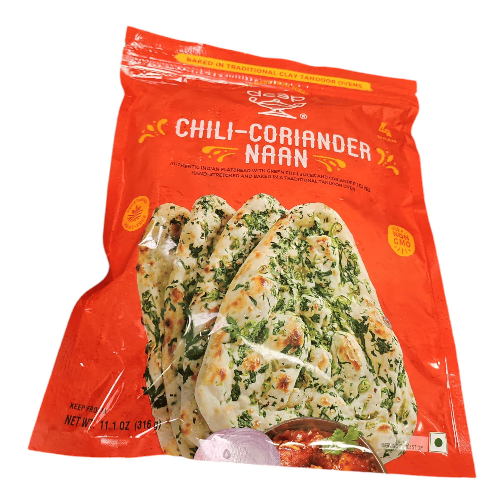 Deep Frozen Chili Coriander Naan (Pack of 4)