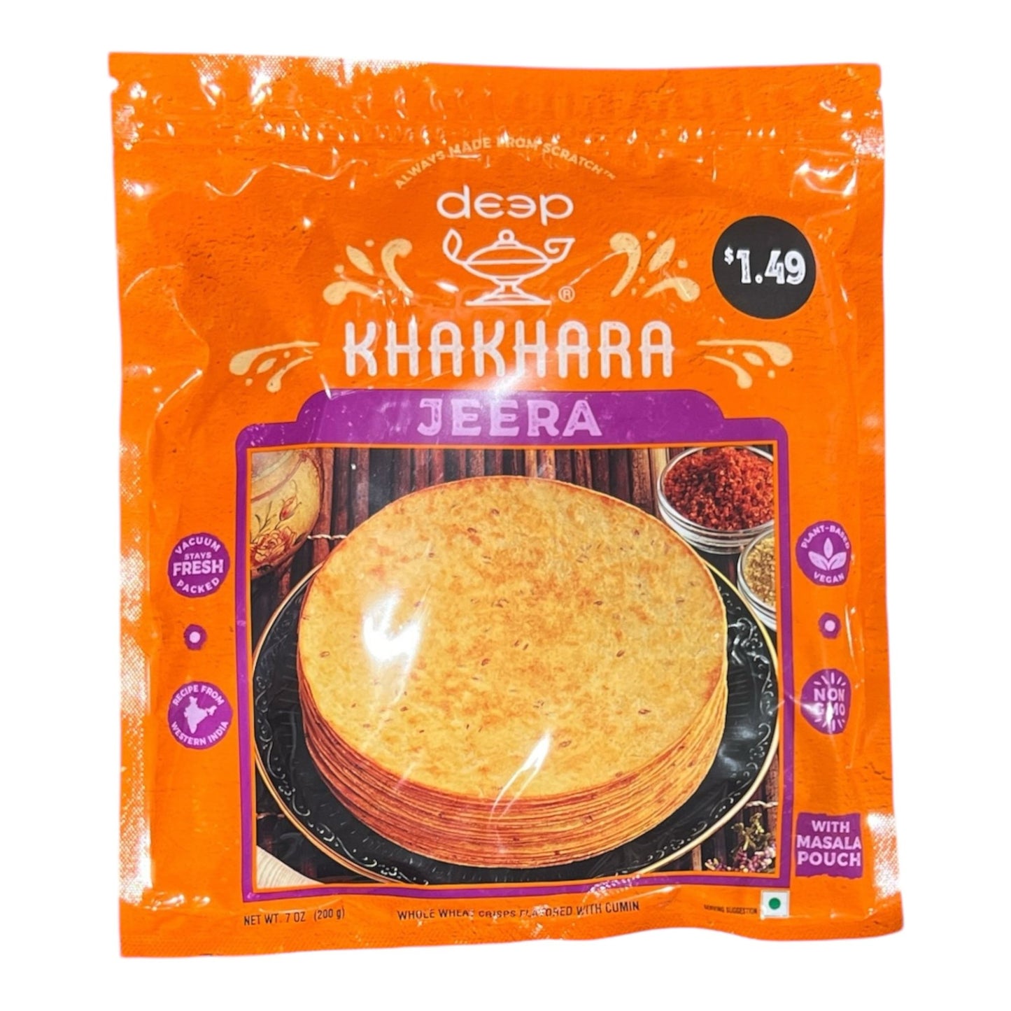 Deep Kha Jeera Khakhra 7 Oz