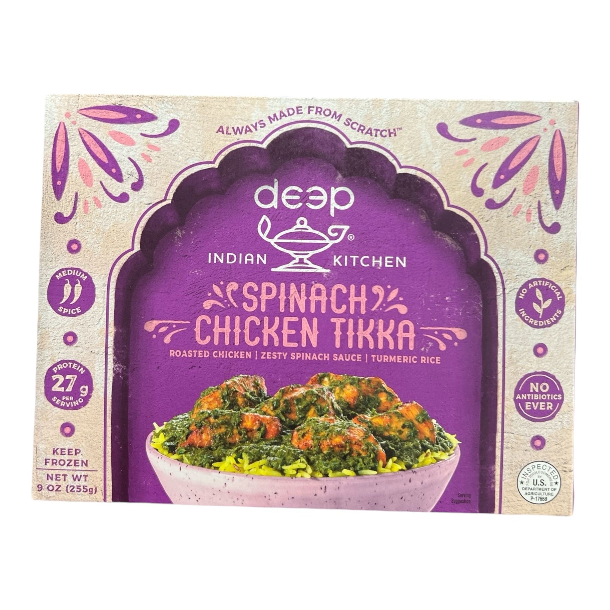 Deep Spinach Chicken Tikka with Turmeric Rice 9 Oz