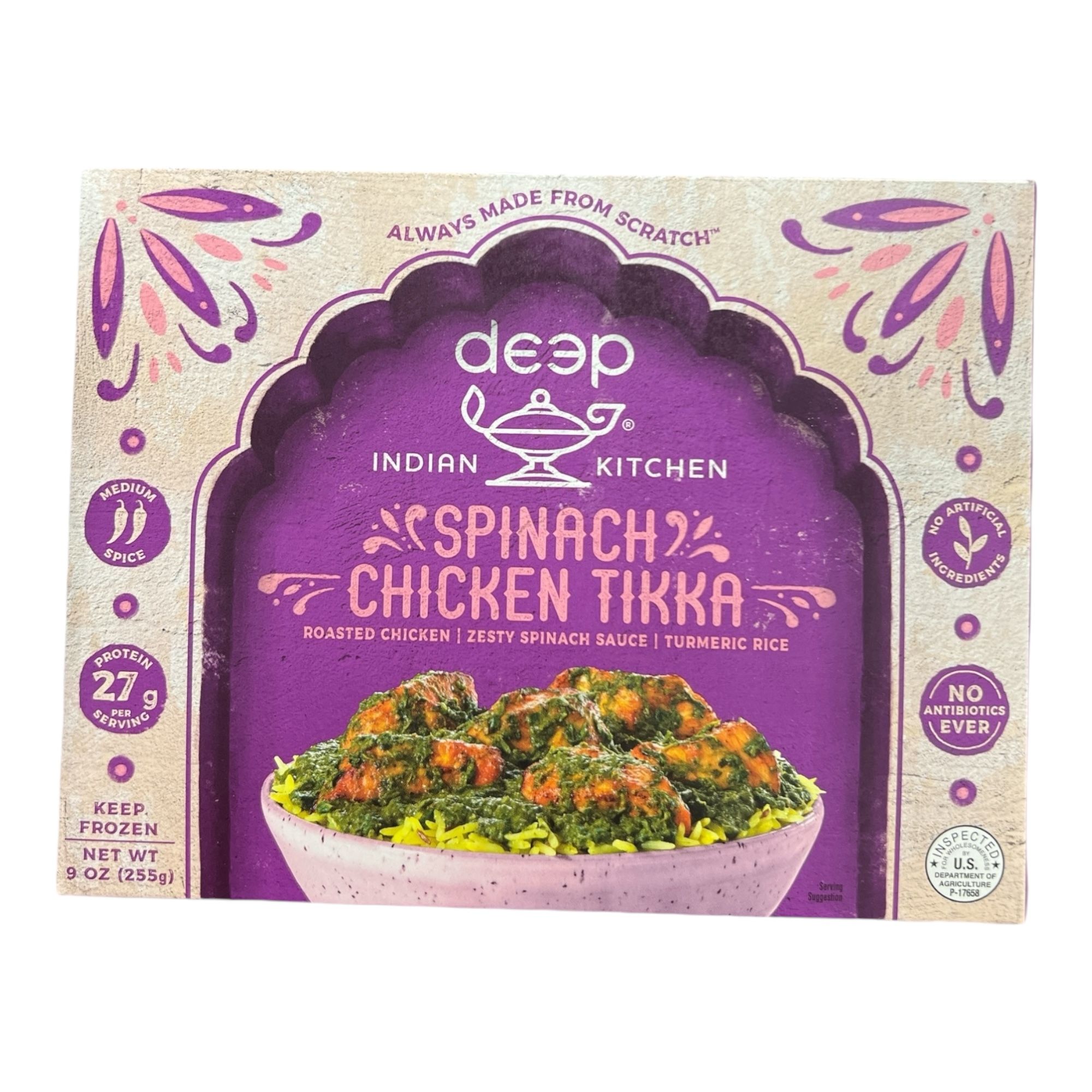 Deep Spinach Chicken Tikka with Turmeric Rice 9 Oz