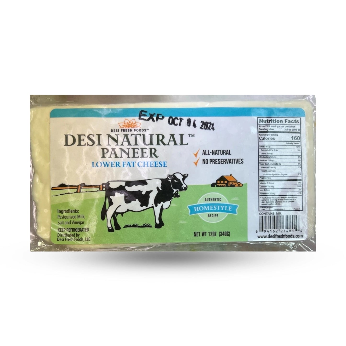 Desi Paneer Low Fat Brick 12 Oz