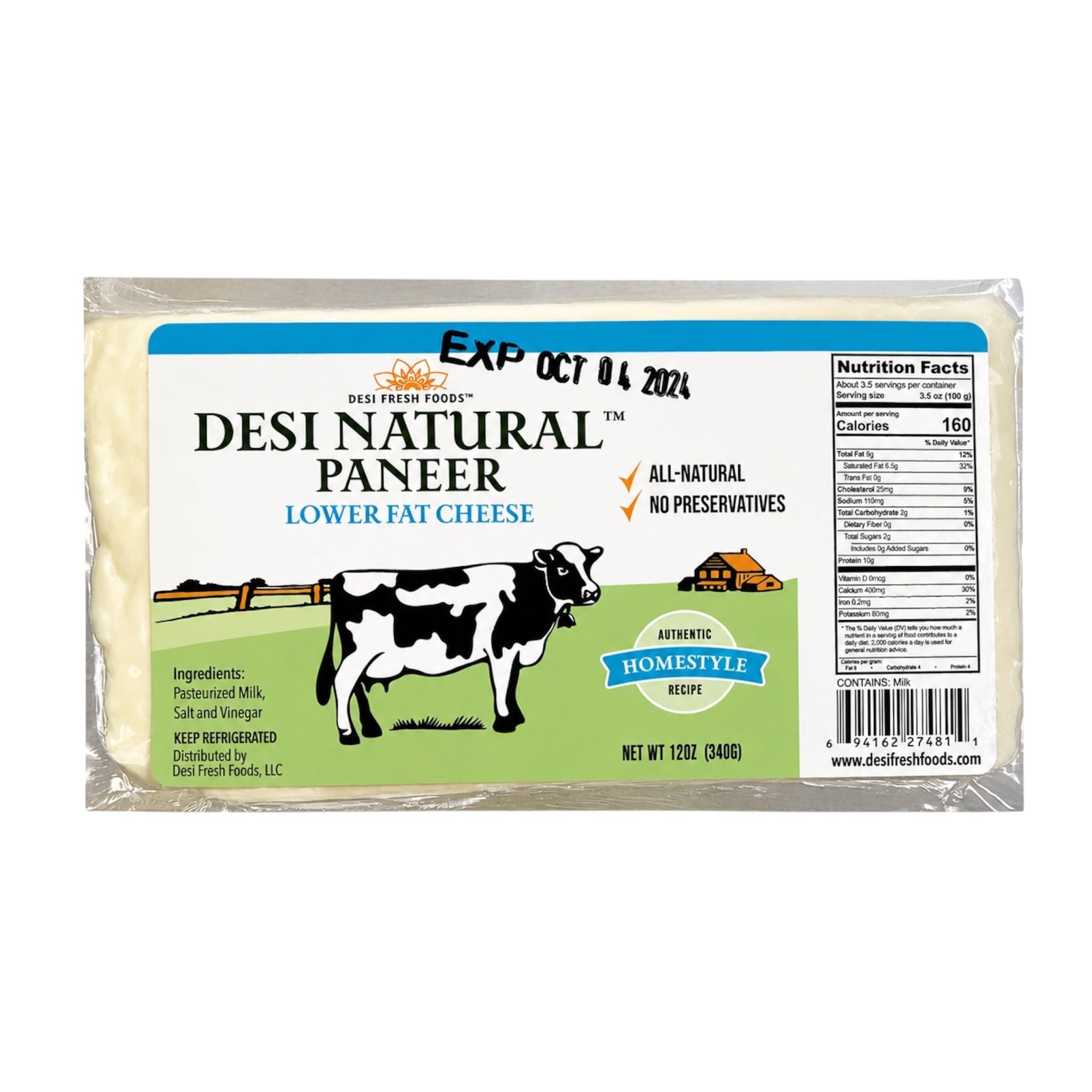 Desi Paneer Low Fat Brick 12 Oz