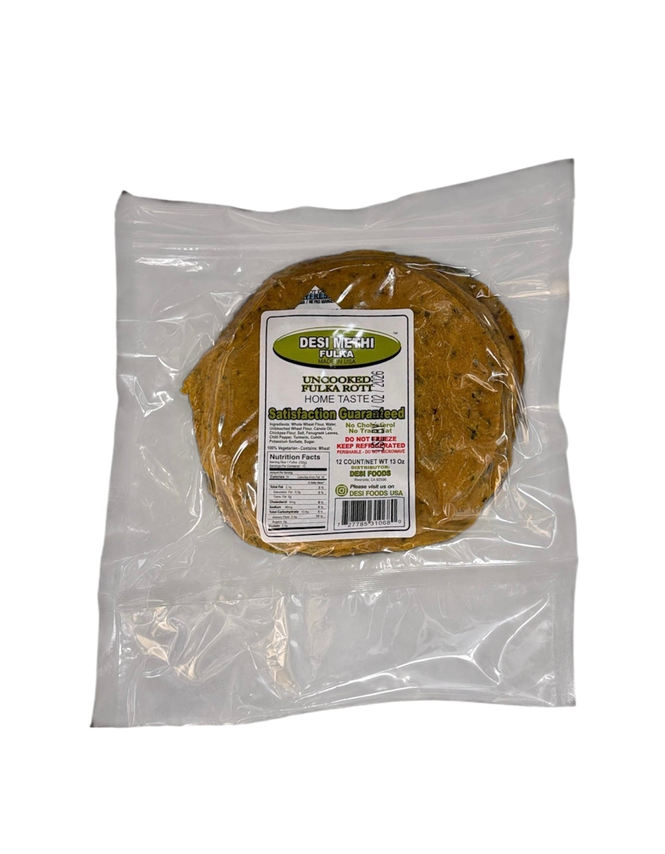 Desi Uncooked Methi Phulka 12 ct