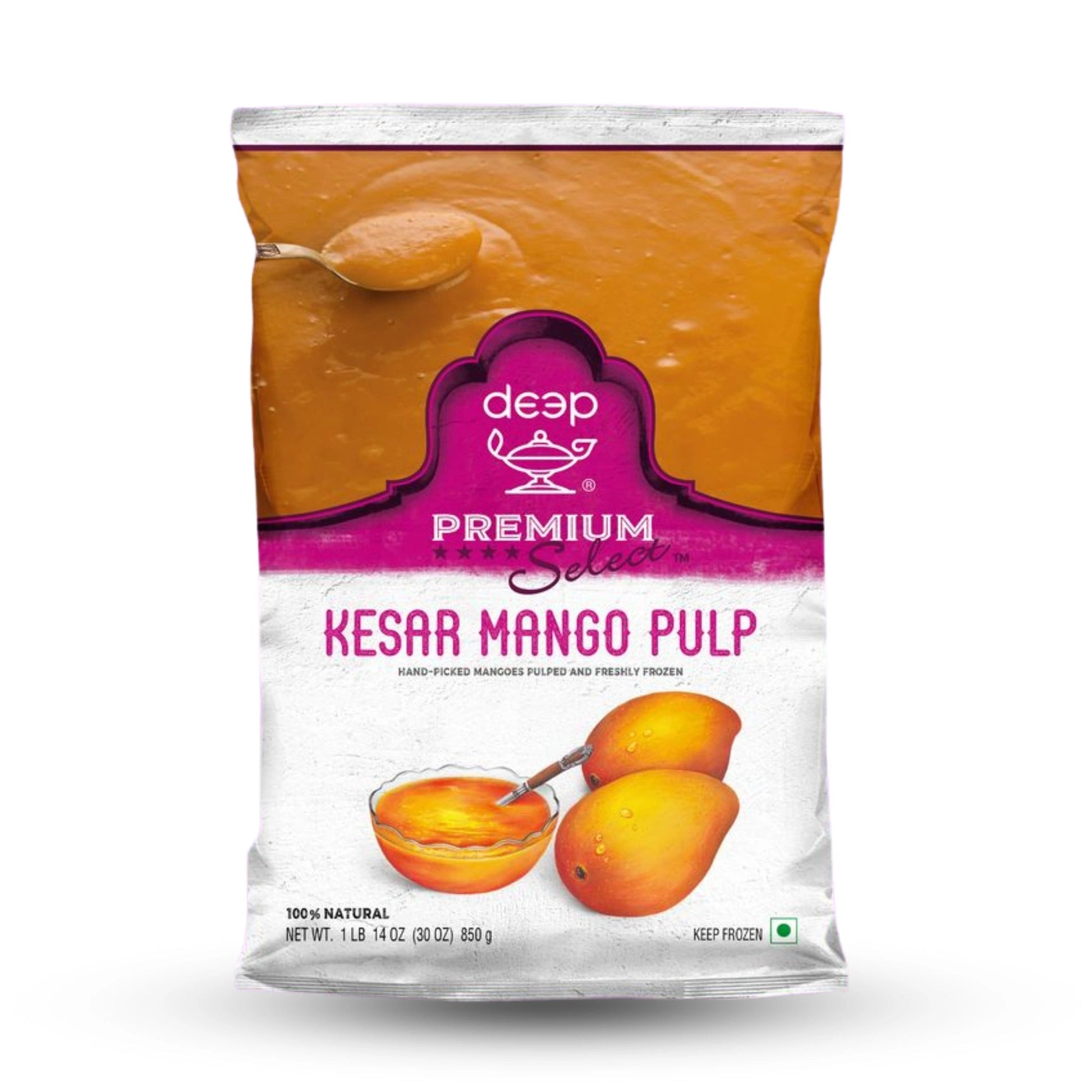 Frozen Deep Kesar Mango Pulp 14 Oz