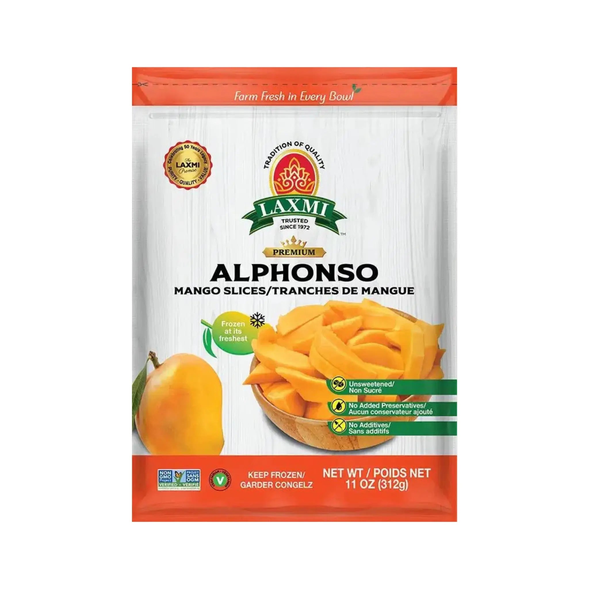 Frozen Laxmi Alphonso Mango slices 11 Oz