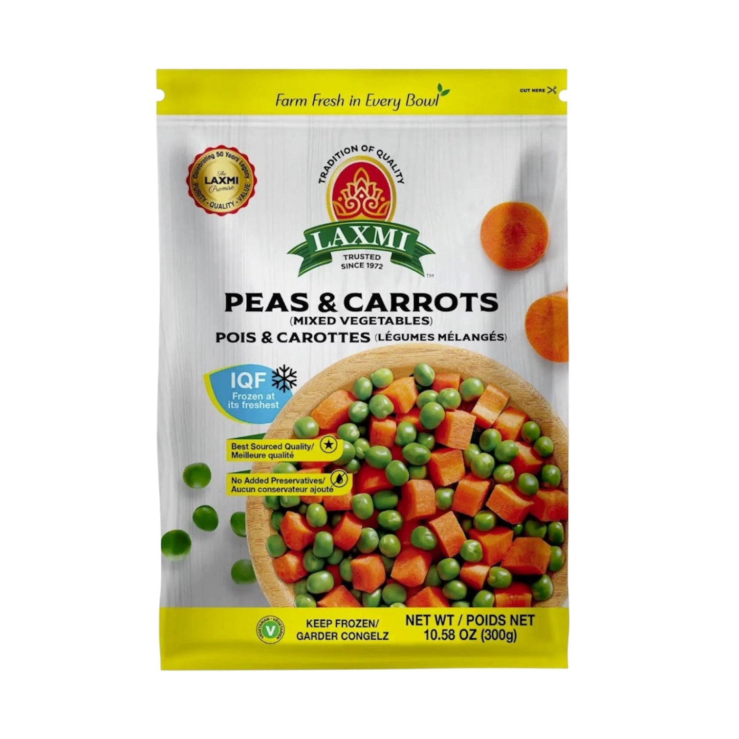 Frozen Laxmi Peas & Carrot Mix 300 Gm