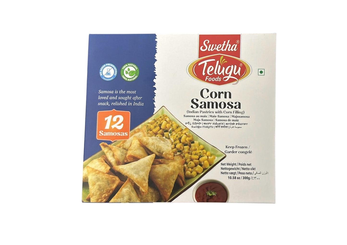 Frozen Telugu Foods Corn Samosa 10.58 Oz (Pack of 12)