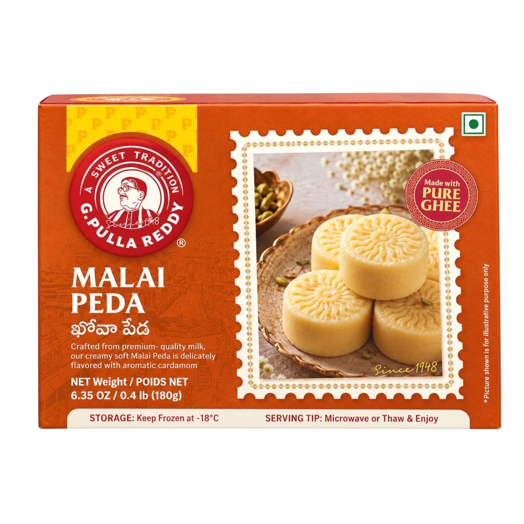 G Pulla Reddy Malai Peda 180 Gm (Pure Ghee)