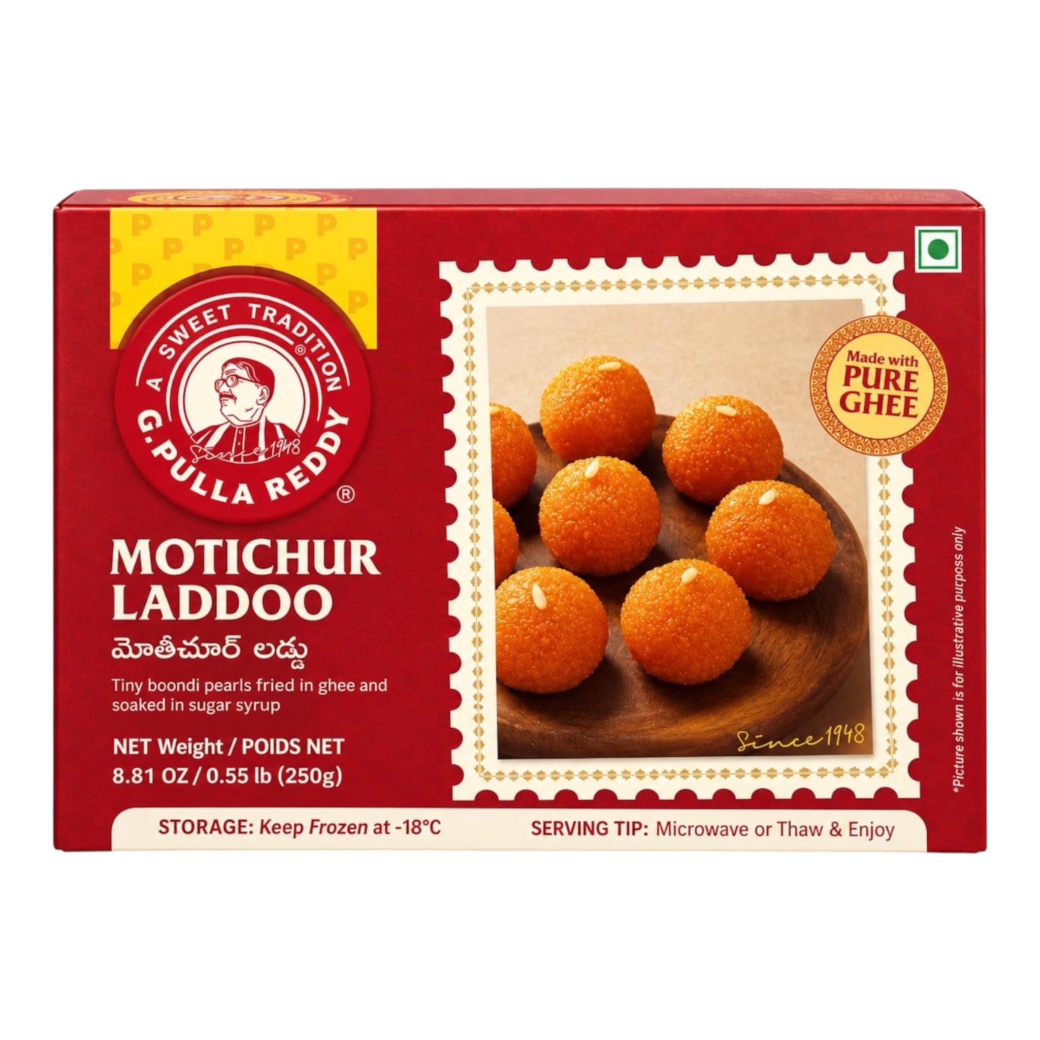 G Pulla Reddy Motichur Ladoo 250 Gm (Pure Ghee)