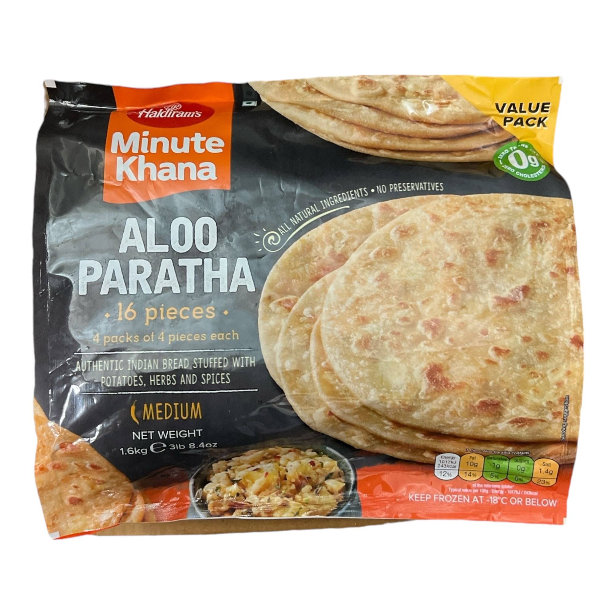Haldiram Frozen Aloo Paratha 1.6 KG (Pack of 16)
