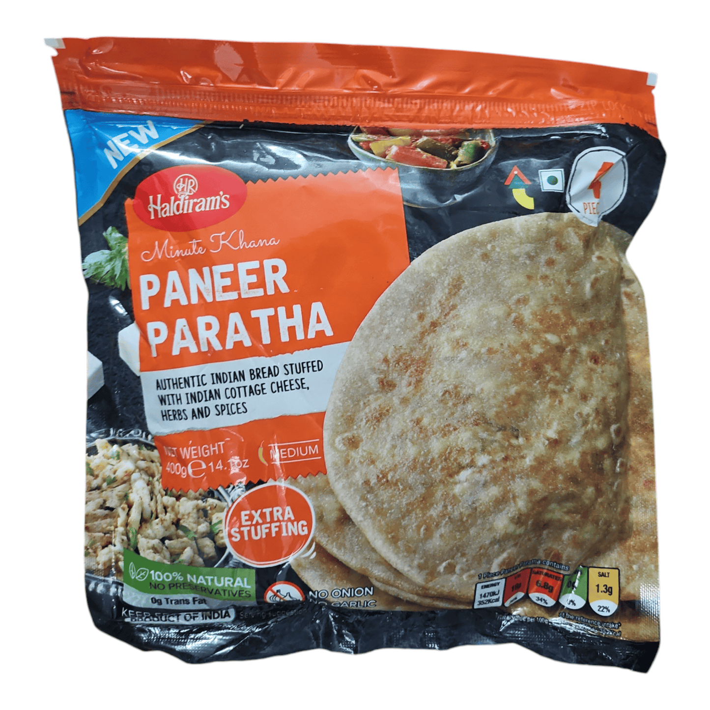 Haldiram Frozen Paneer Paratha (Pack of 4)
