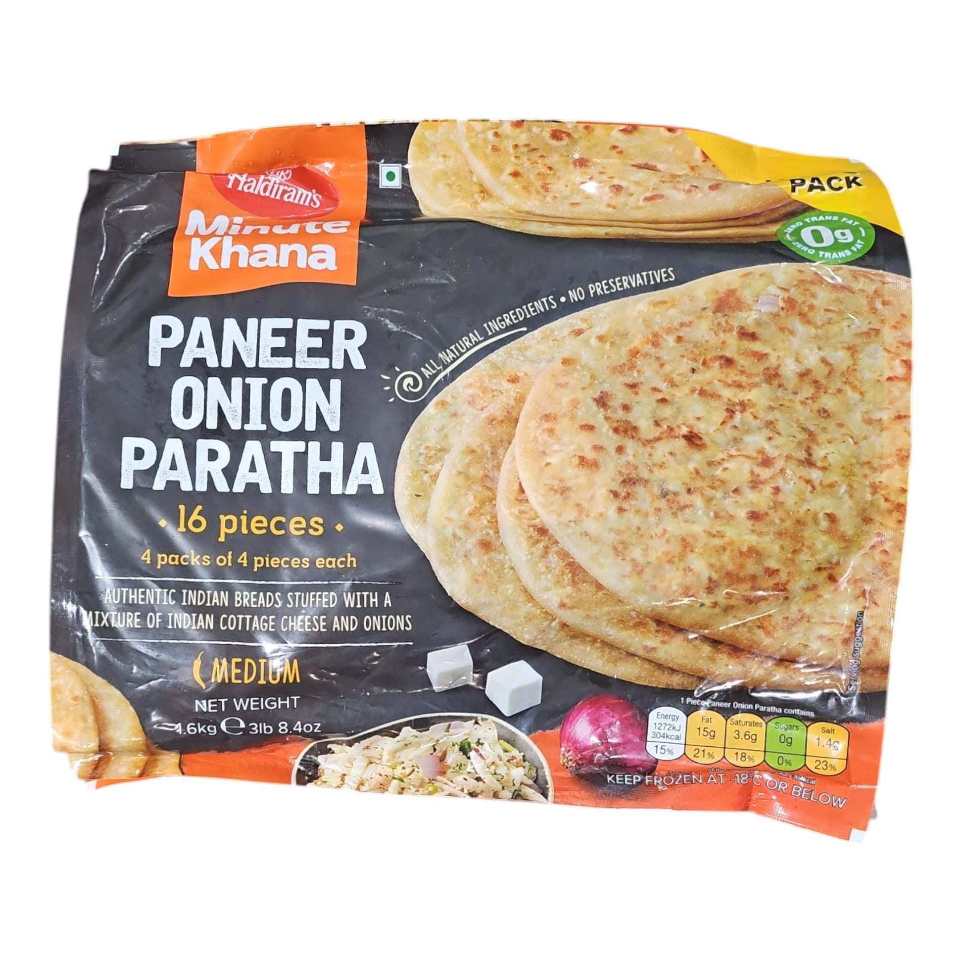 Haldiram Paneer Onion Paratha Value Pack (Pack of 16)