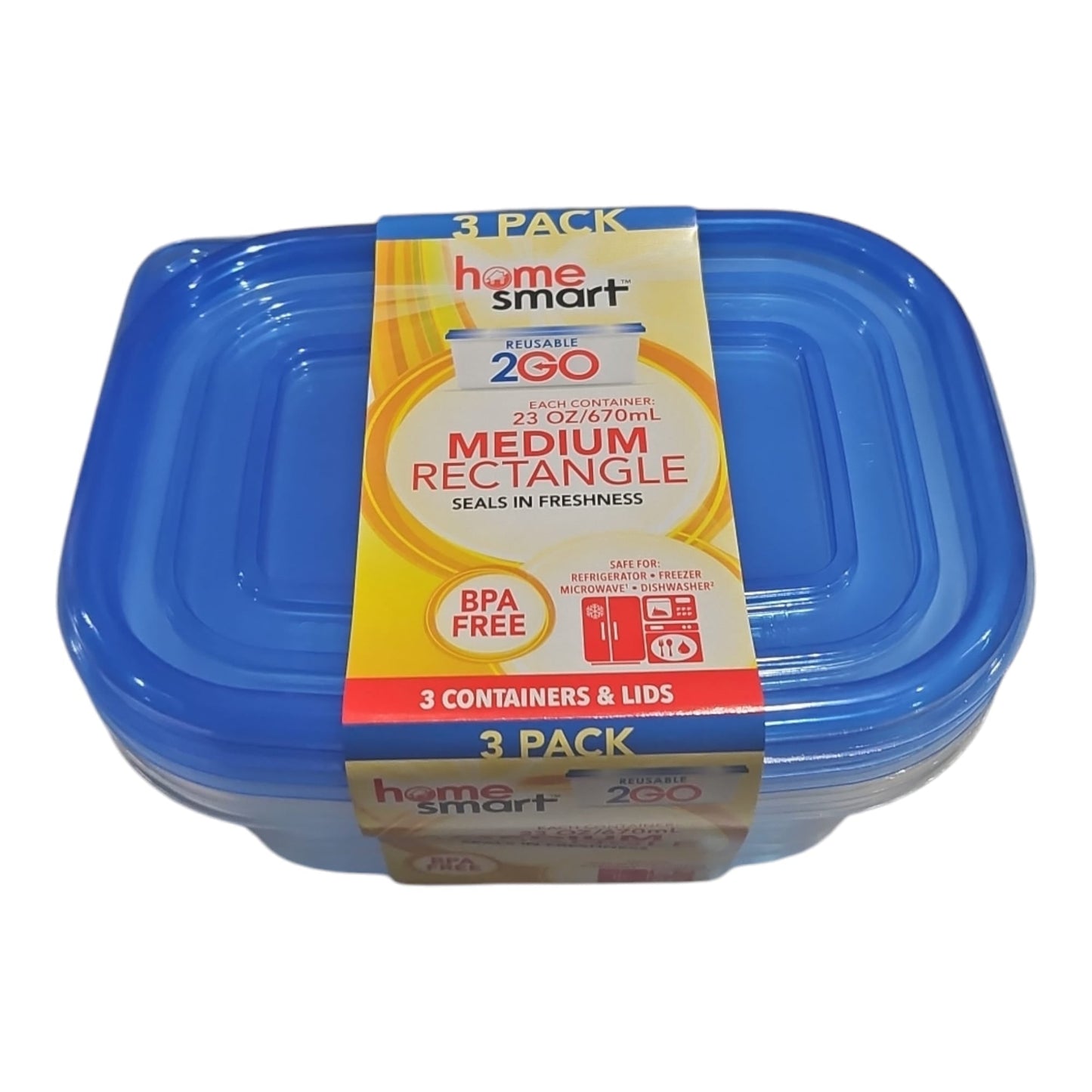 Home Smart Plastic Container 23oz 3pk