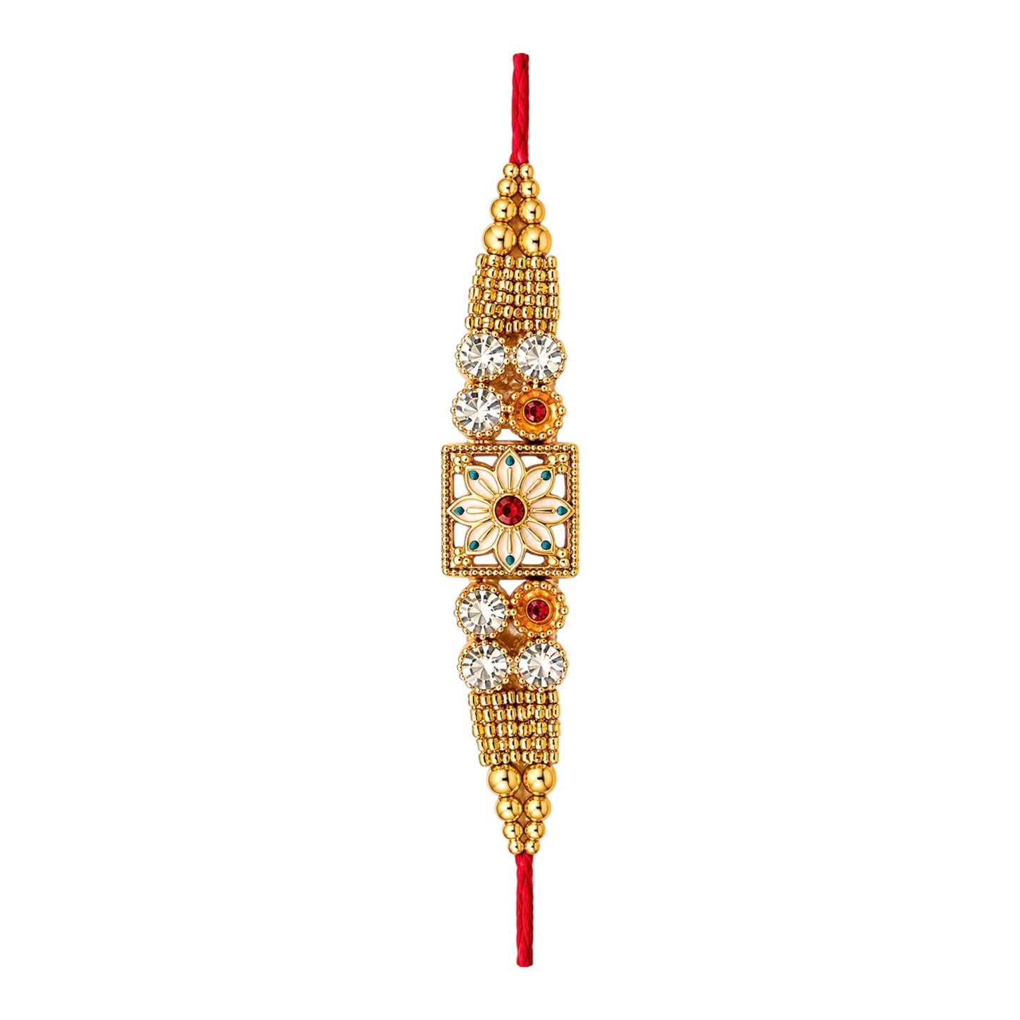 Kundan Floral Rakhi 1 Pc