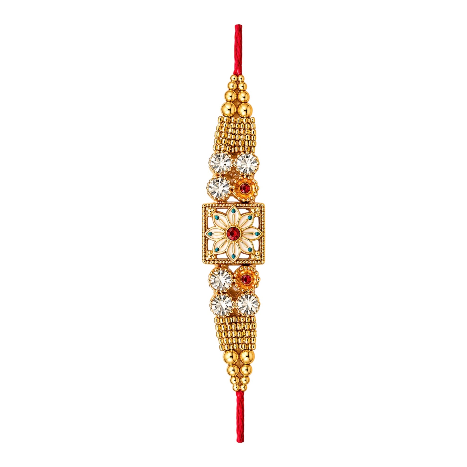 Kundan Floral Rakhi 1 Pc