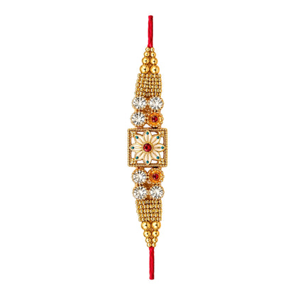 Kundan Floral Rakhi 1 Pc