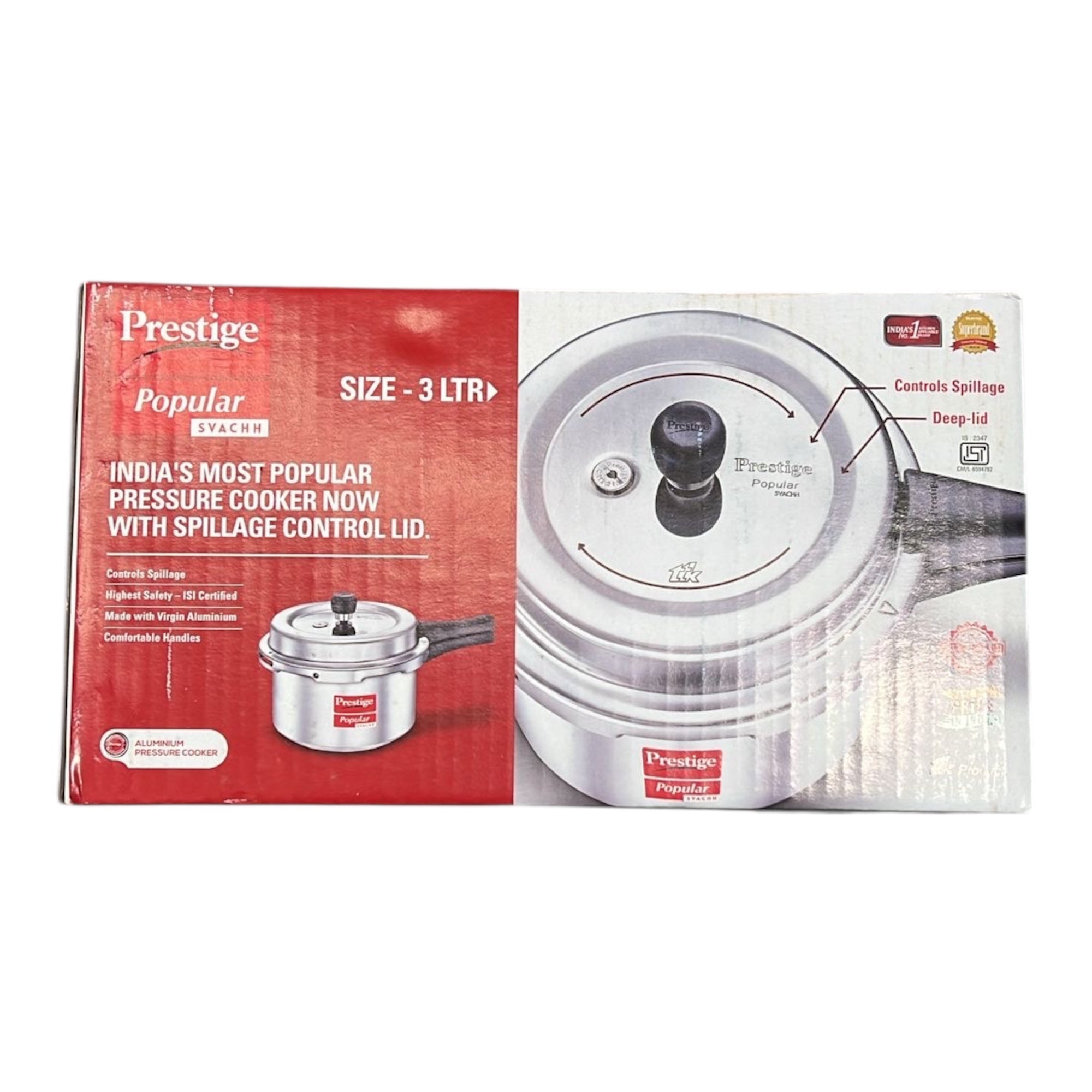 Prestige Popular Aluminium Pressure Cooker 3 Ltr
