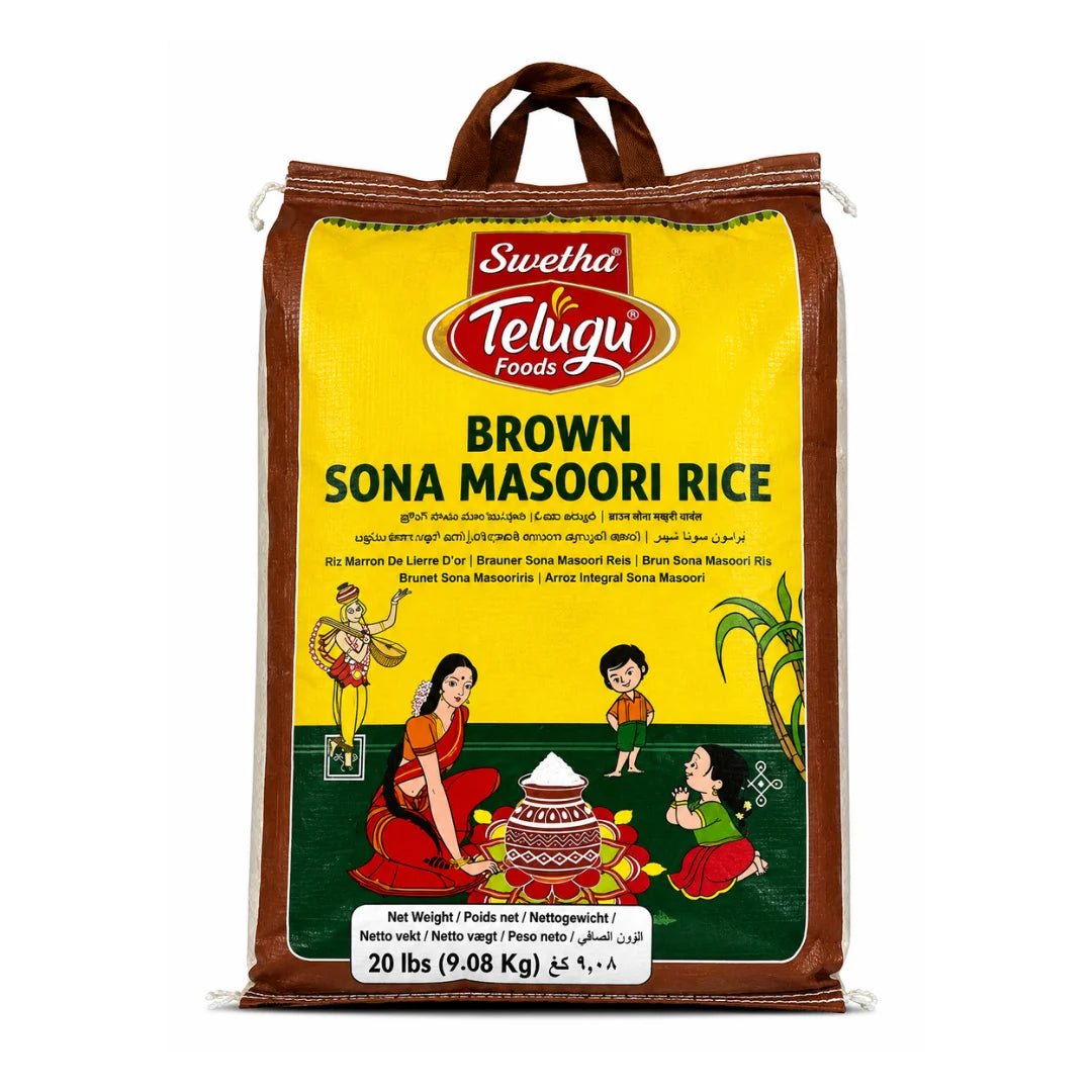 Telugu Foods Brown Sona Masuri Rice 20 LB
