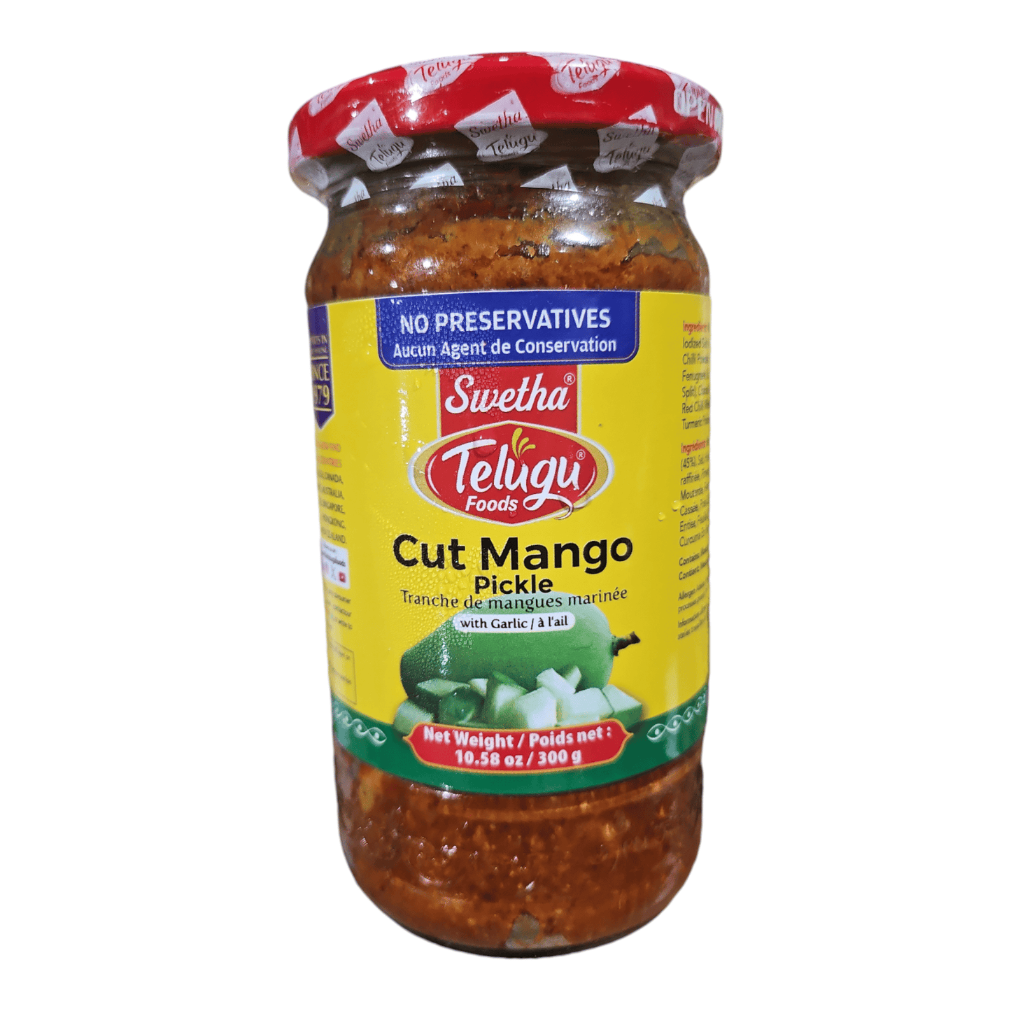 Telugu Foods Cut Mango Pickle (with Garlic) 300 Gm