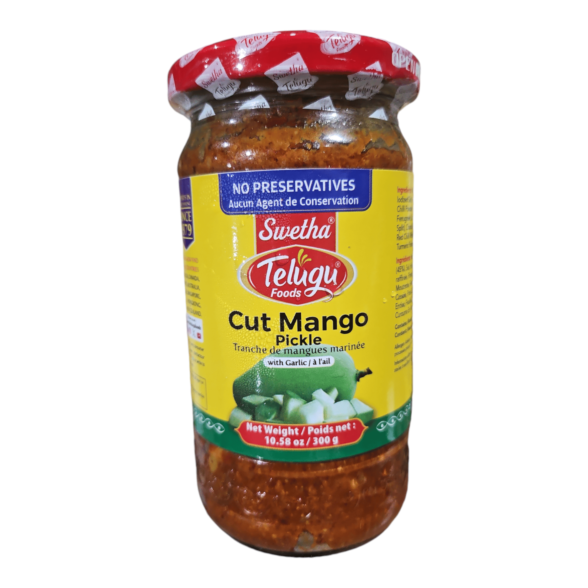 Telugu Foods Cut Mango Pickle (with Garlic) 300 Gm