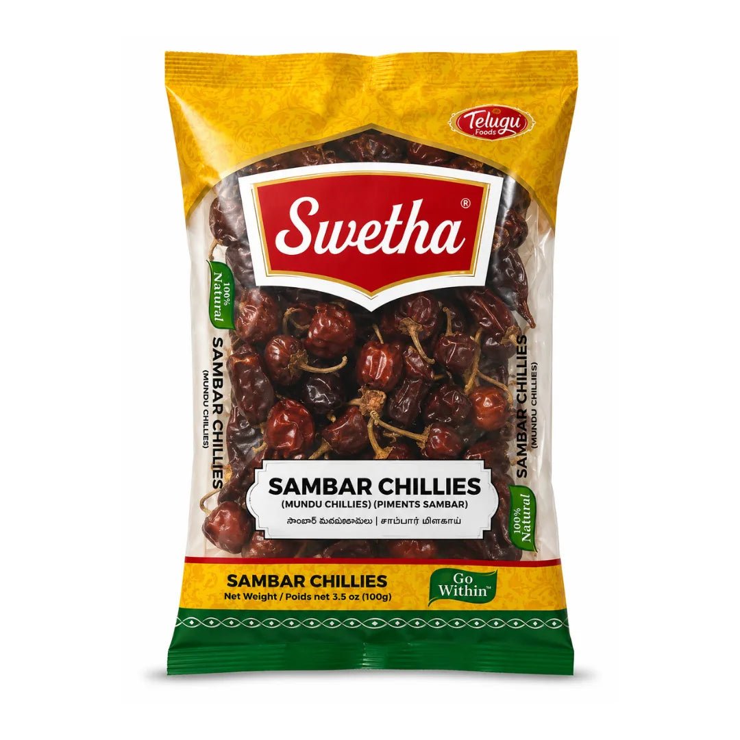 Telugu Foods Sambar Chilli 100 gm (round Mundu Chilli)