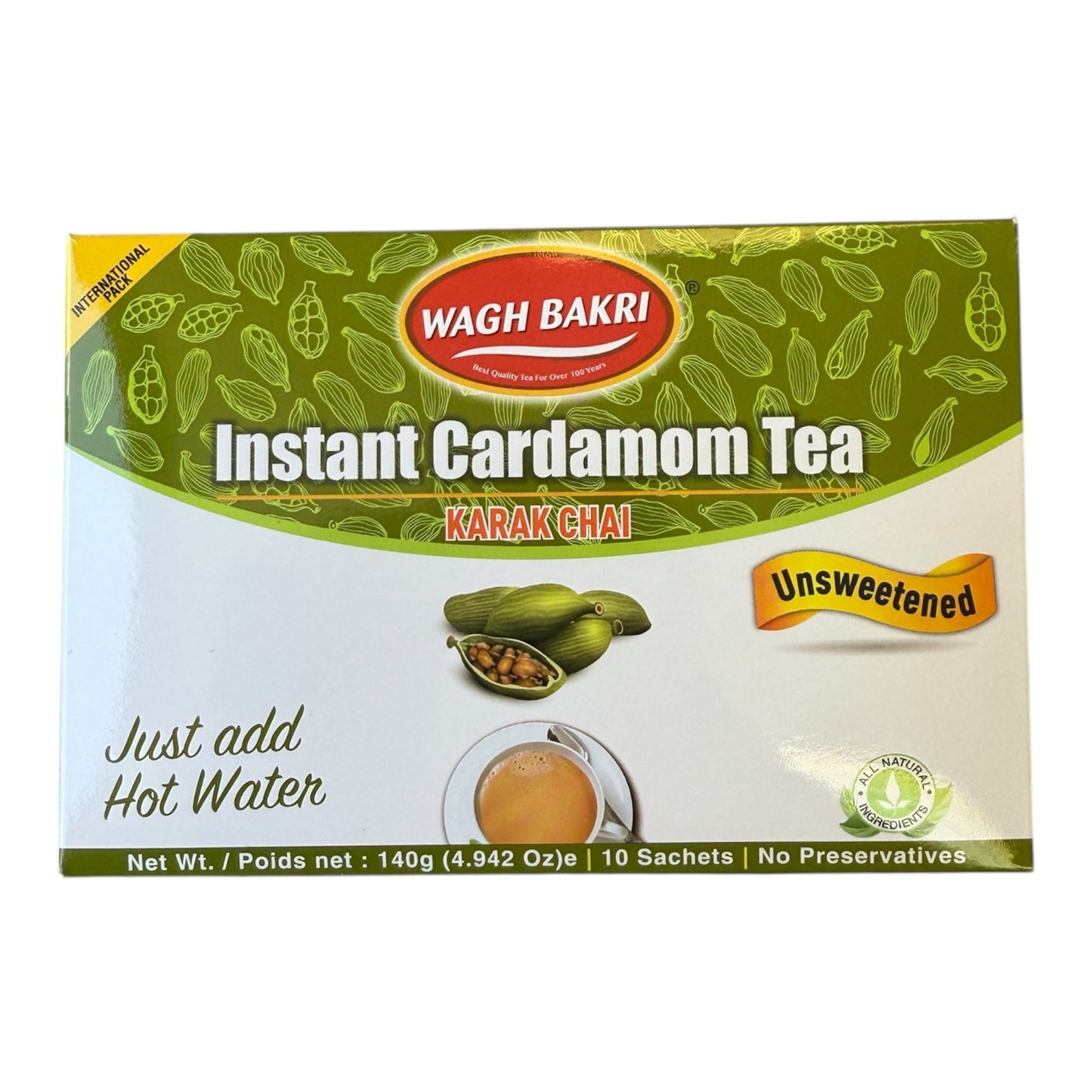 Wagh Bakri Instant Cardamom Tea (Unsweetened) 140 Gm