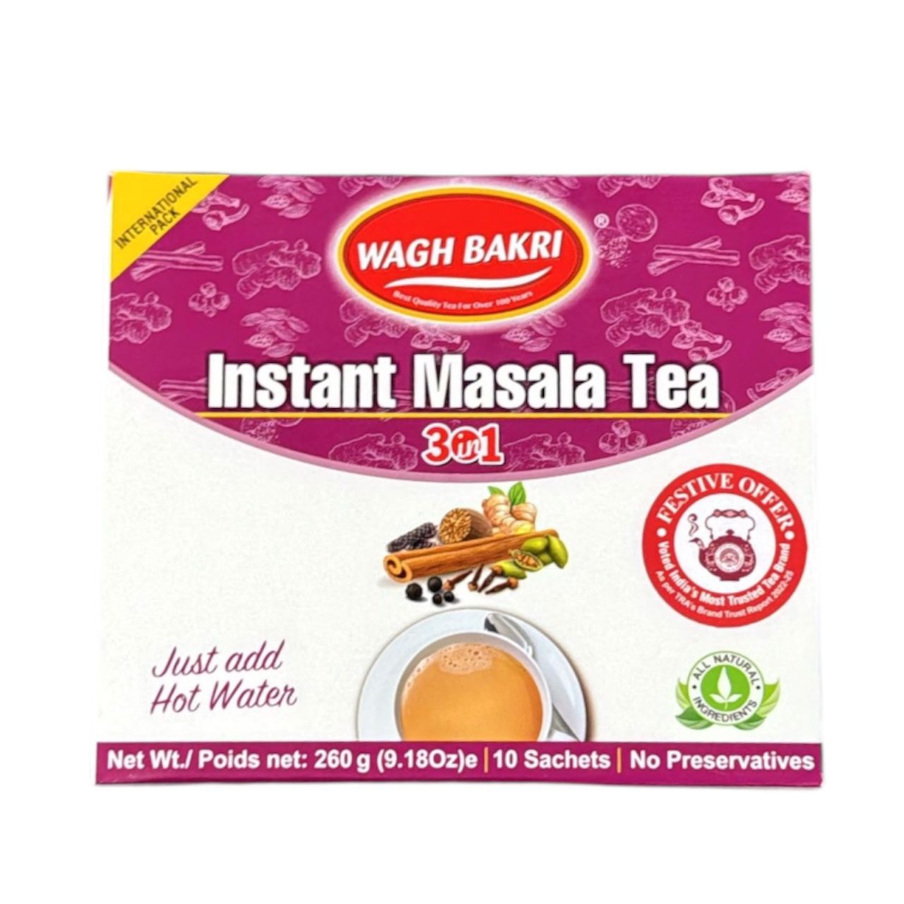 Wagh Bakri Instant Masala Tea (10 Pack)