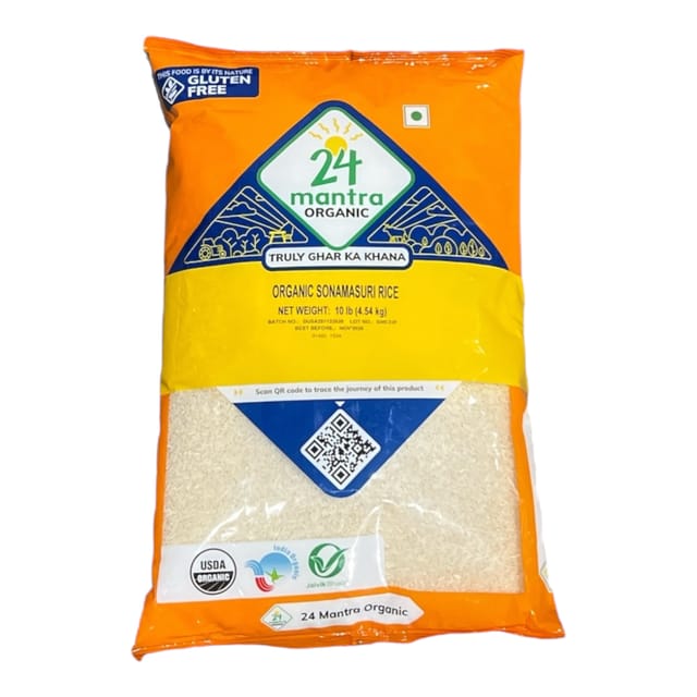 24M Organic Sona Masuri White Rice 10 Lb