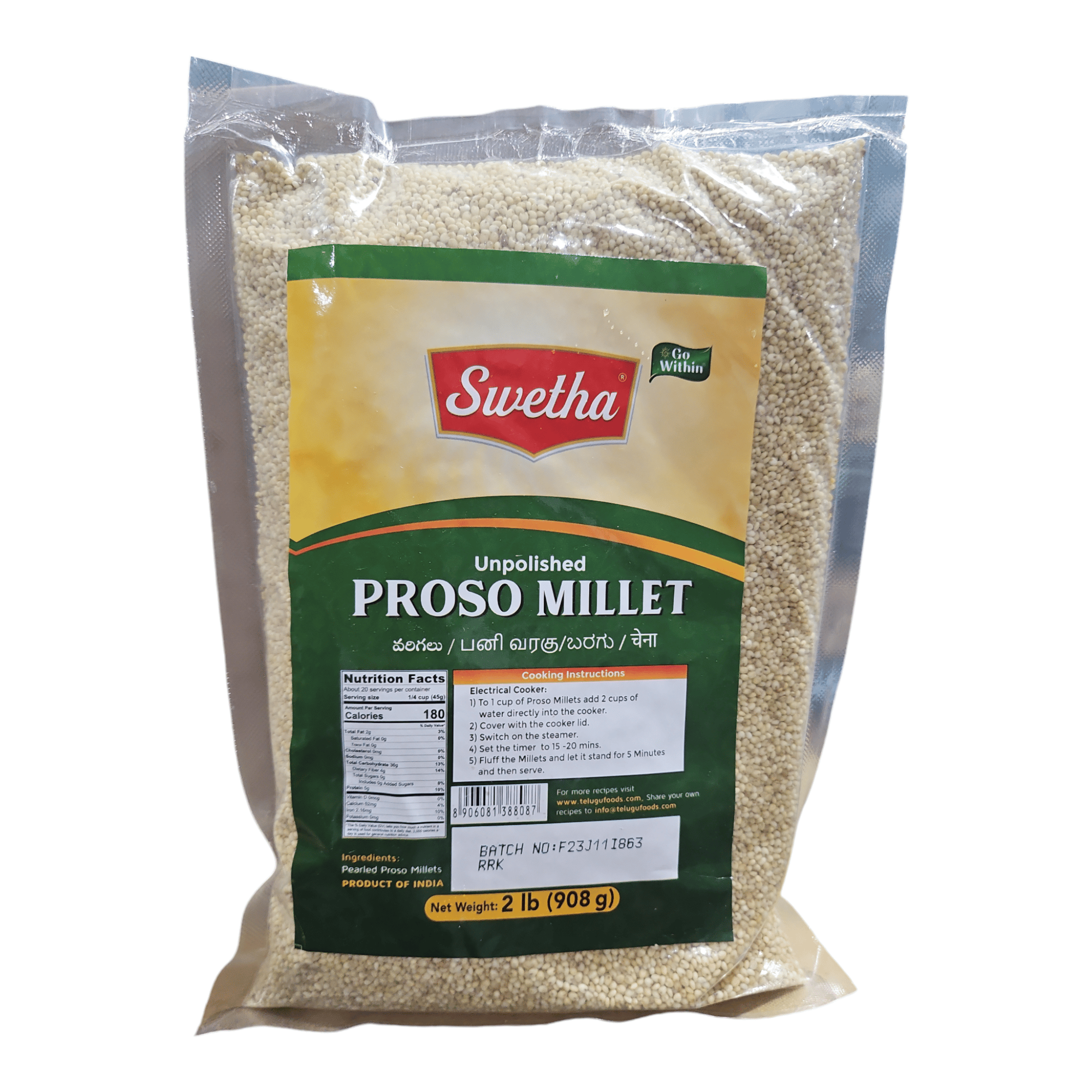 Swetha Proso Millet 2 LB (unpolished)