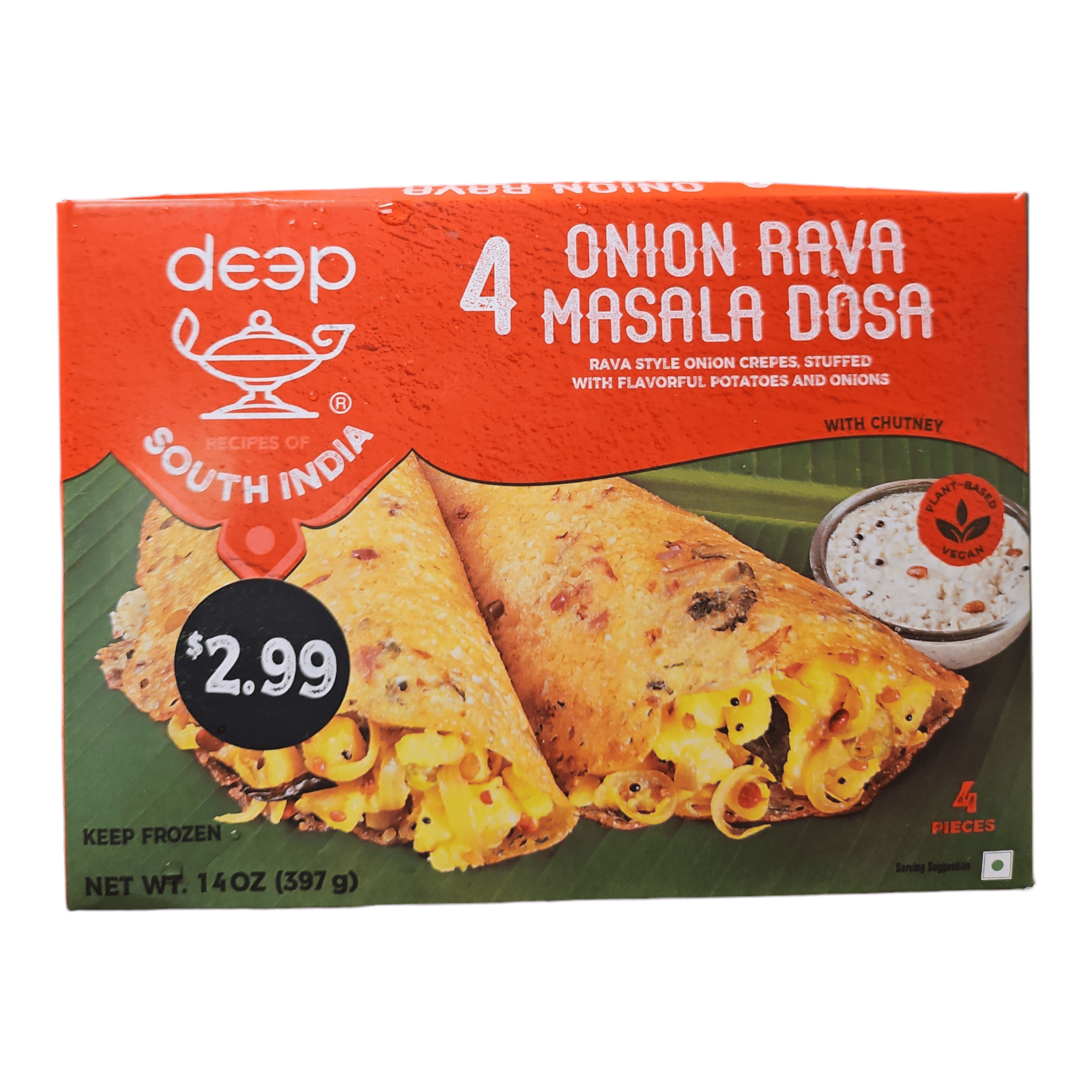 Deep South indian  Onion Rava Masala Dosa 4 PCS