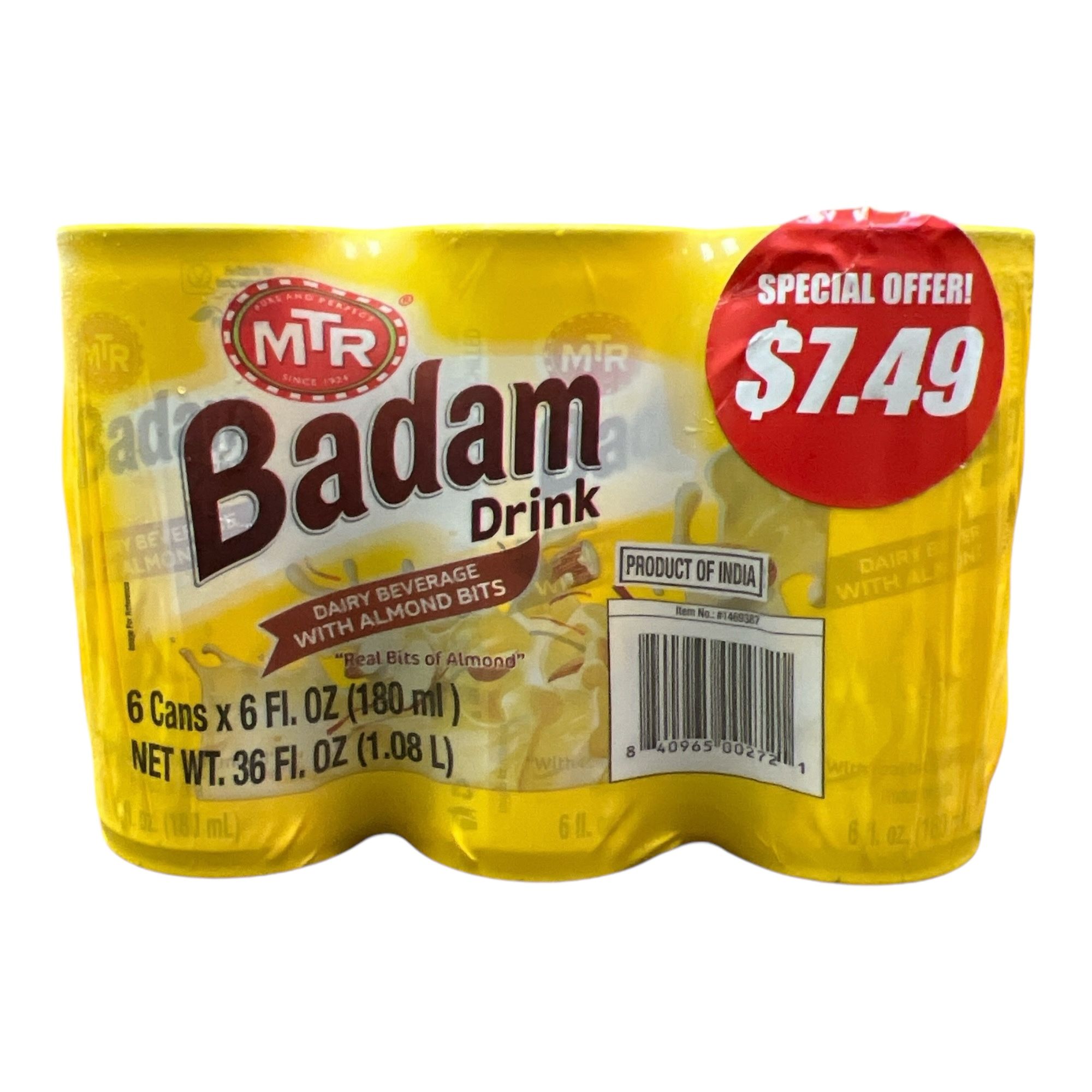 Mtr Badam Milk 180 ML Each, Case of 6